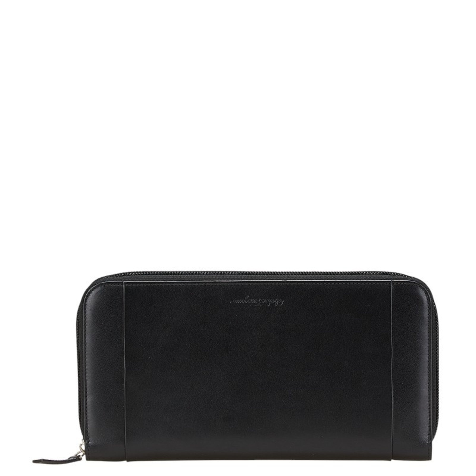 Salvatore Ferragamo Black Leather Long Wallet (Bi-Fold) (Pre-Owned)
