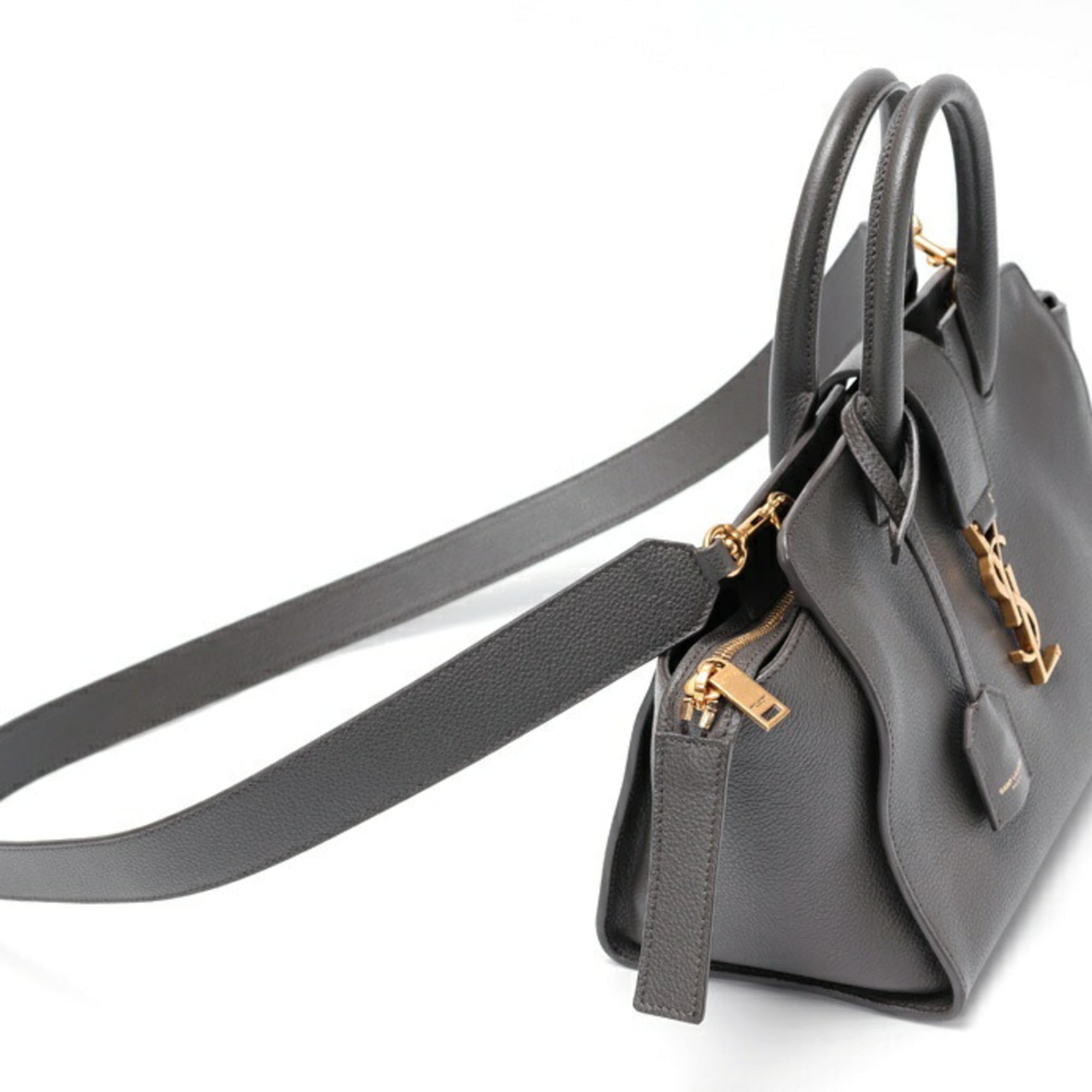 Saint Laurent Gray Leather Handbag (Pre-Owned)