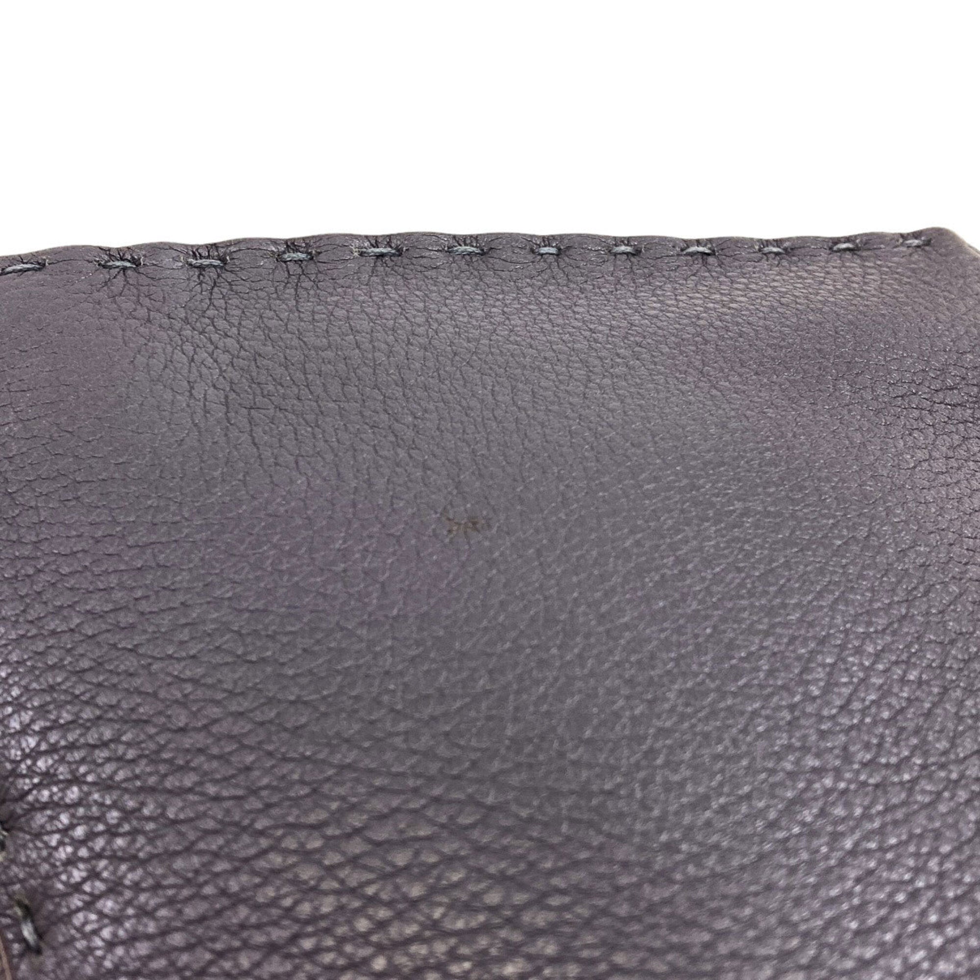 Fendi Selleria Gray Leather Handbag (Pre-Owned)