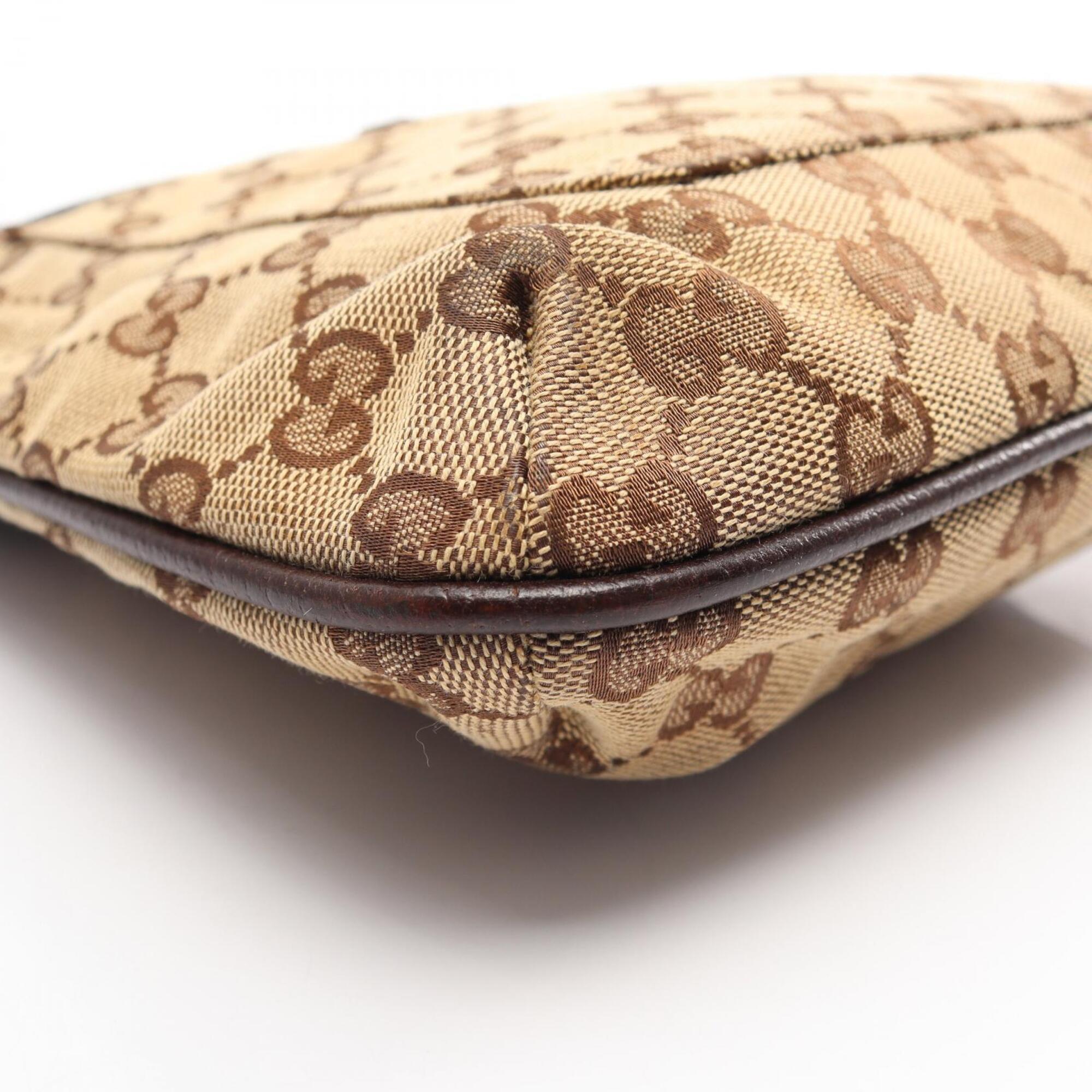 Gucci Beige Brown Canvas Leather Handbag Shoulder Bag (Pre-Owned)