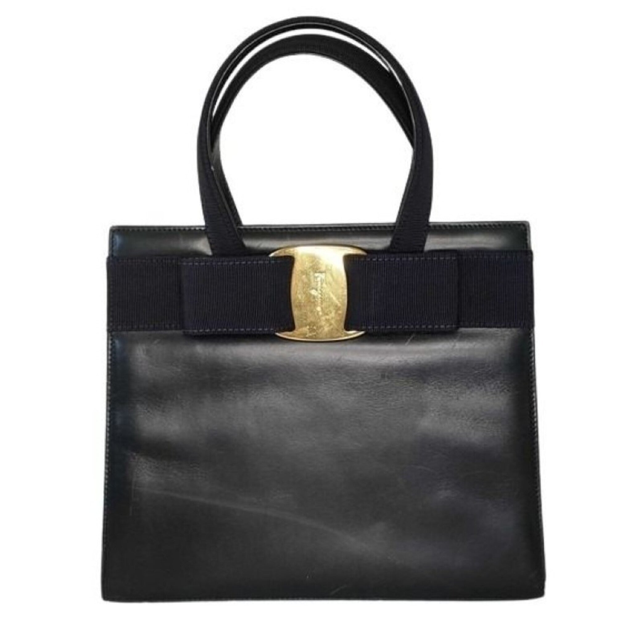 Salvatore Ferragamo Navy Leather Handbag (Pre-Owned)