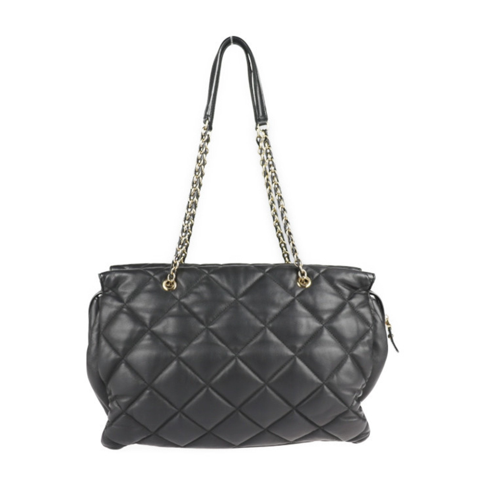 Salvatore Ferragamo Vara Black Leather Handbag Shopping Bag Shoulder Bag Tote Bag (Pre-Owned)
