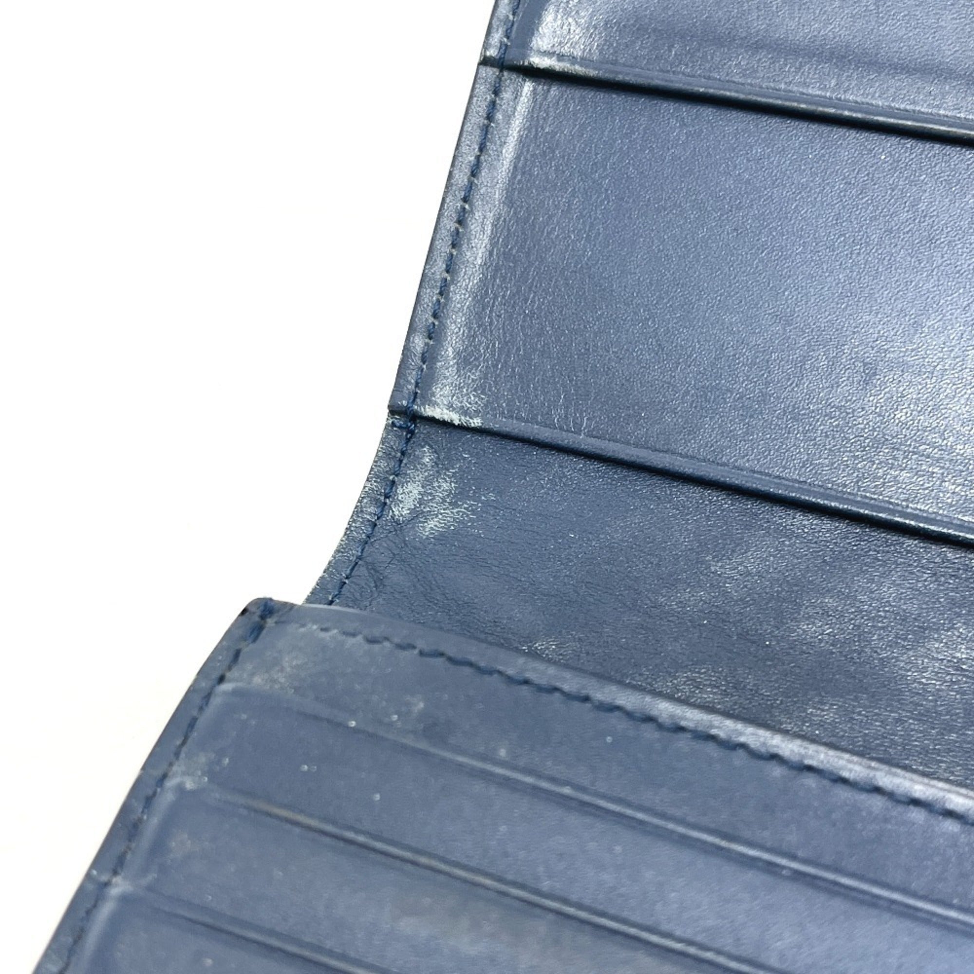 Bottega Veneta Blue Leather Long Wallet (Bi-Fold) (Pre-Owned)