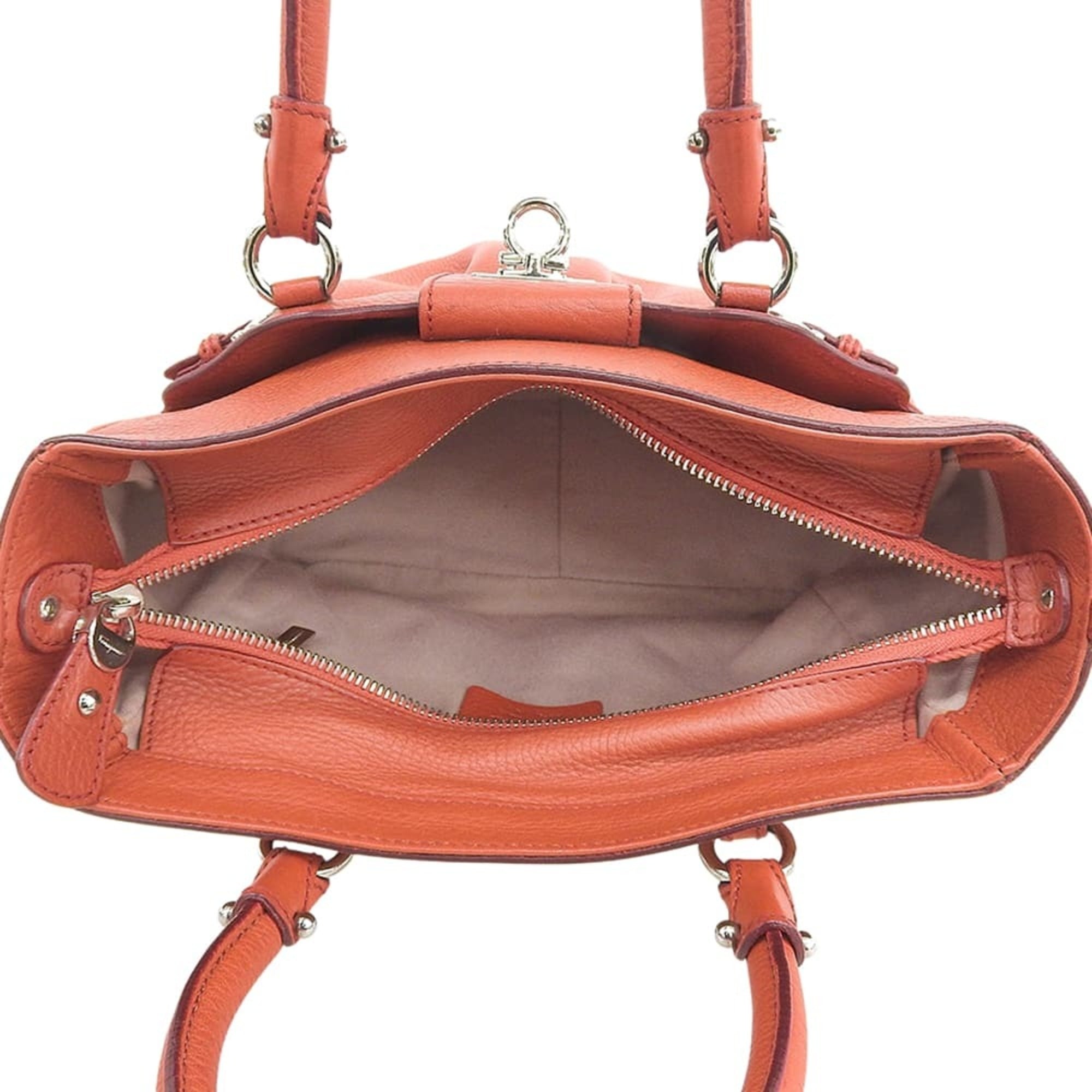 Salvatore Ferragamo Orange Leather Handbag Shoulder Bag (Pre-Owned)