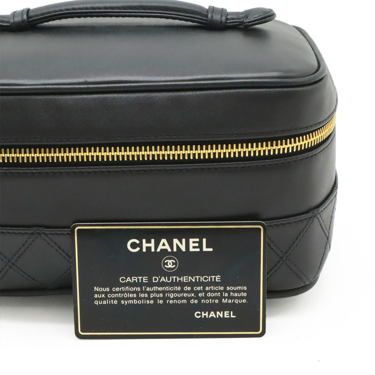 Chanel Black Leather Handbag Pouch Vanity Bag (Pre-Owned)