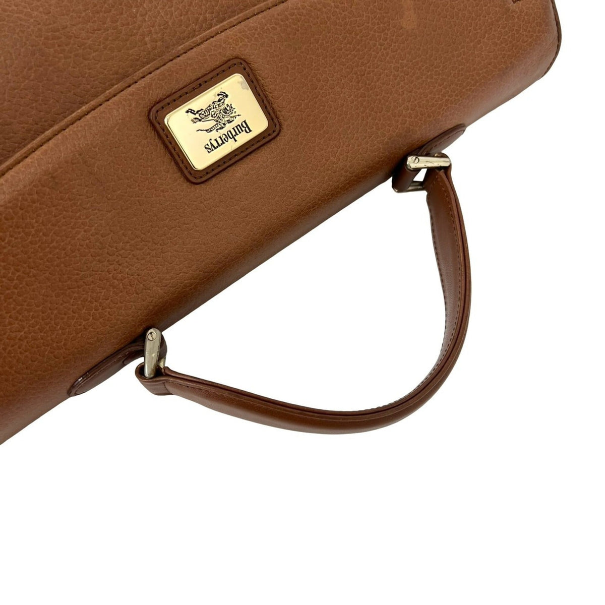 Burberry Brown Leather Boston Bag Handbag (Pre-Owned)