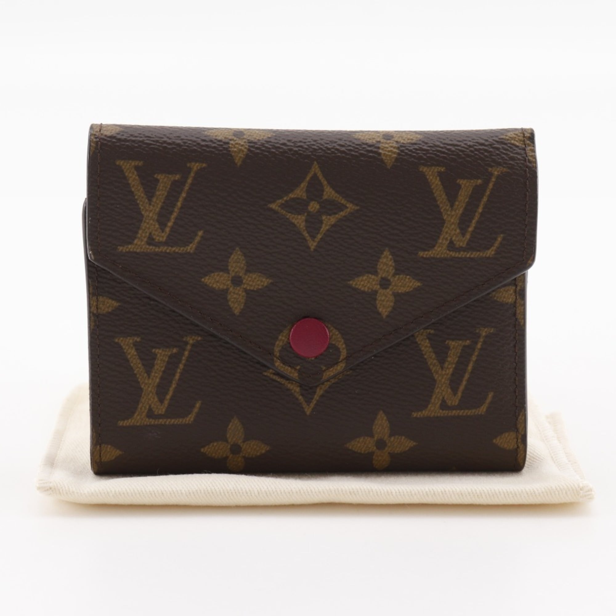 Louis Vuitton Brown Fuchsia Monogram Canvas Wallet (Tri-Fold) (Pre-Owned)