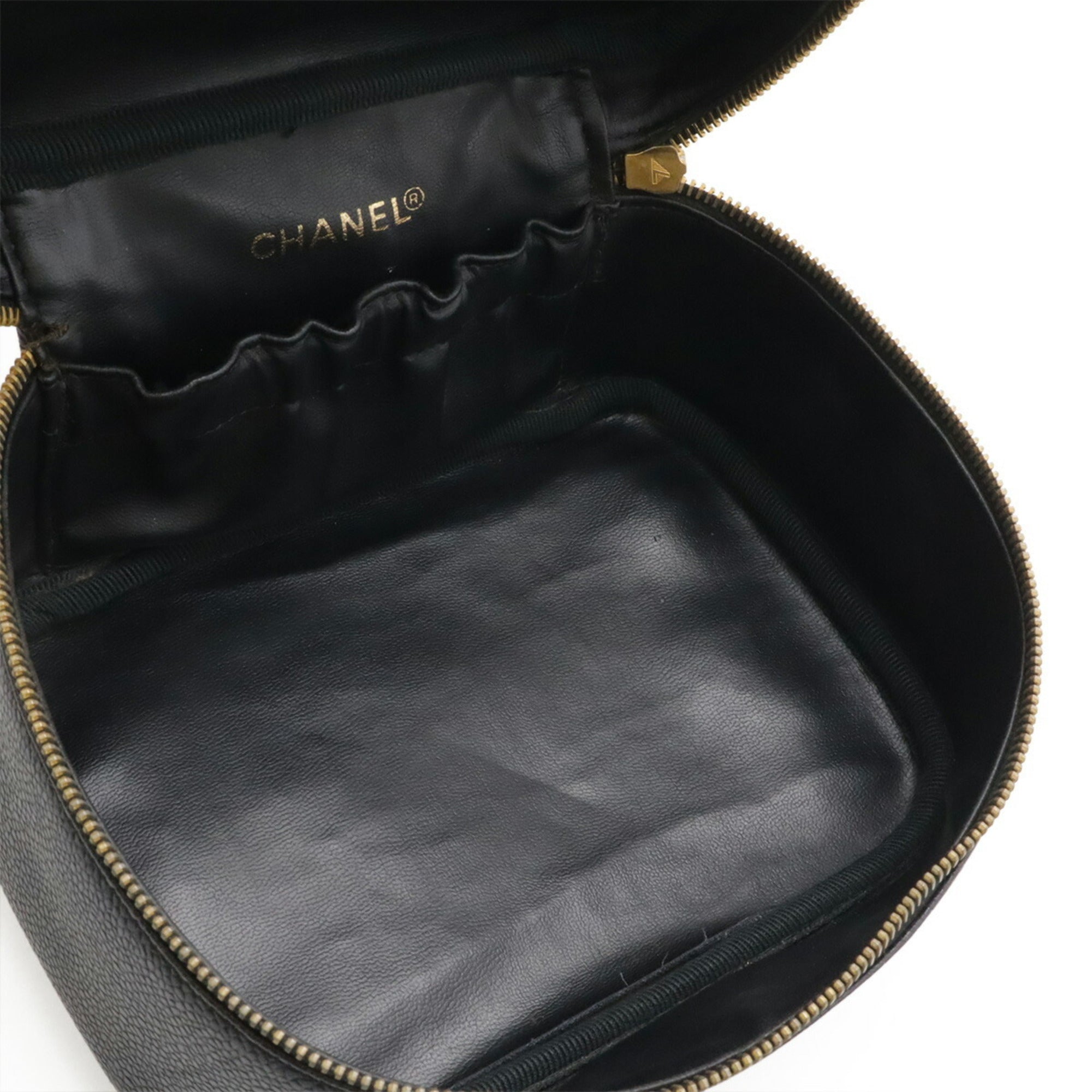 Chanel Black Grained Calfskin Handbag Pouch Vanity Bag (Pre-Owned)