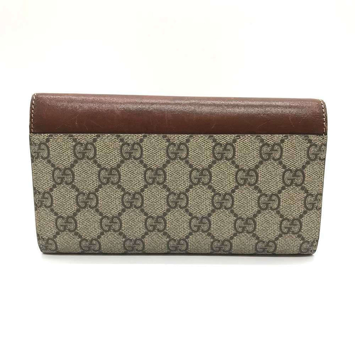 Gucci Brown Gg Supreme Leather Long Wallet (Bi-Fold) (Pre-Owned)