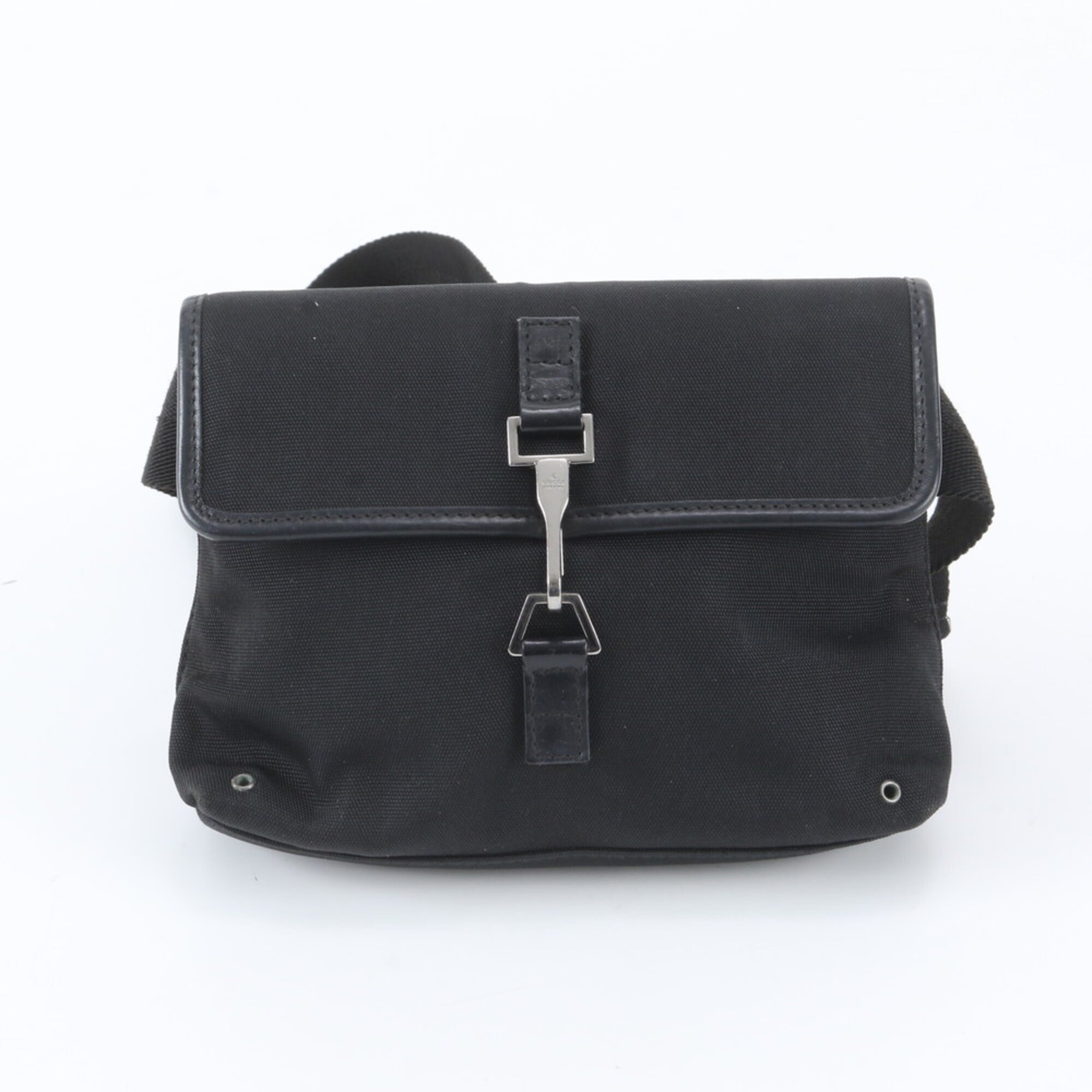 Gucci Black Leather Nylon Pouch Shoulder Bag Sling Bag (Pre-Owned)