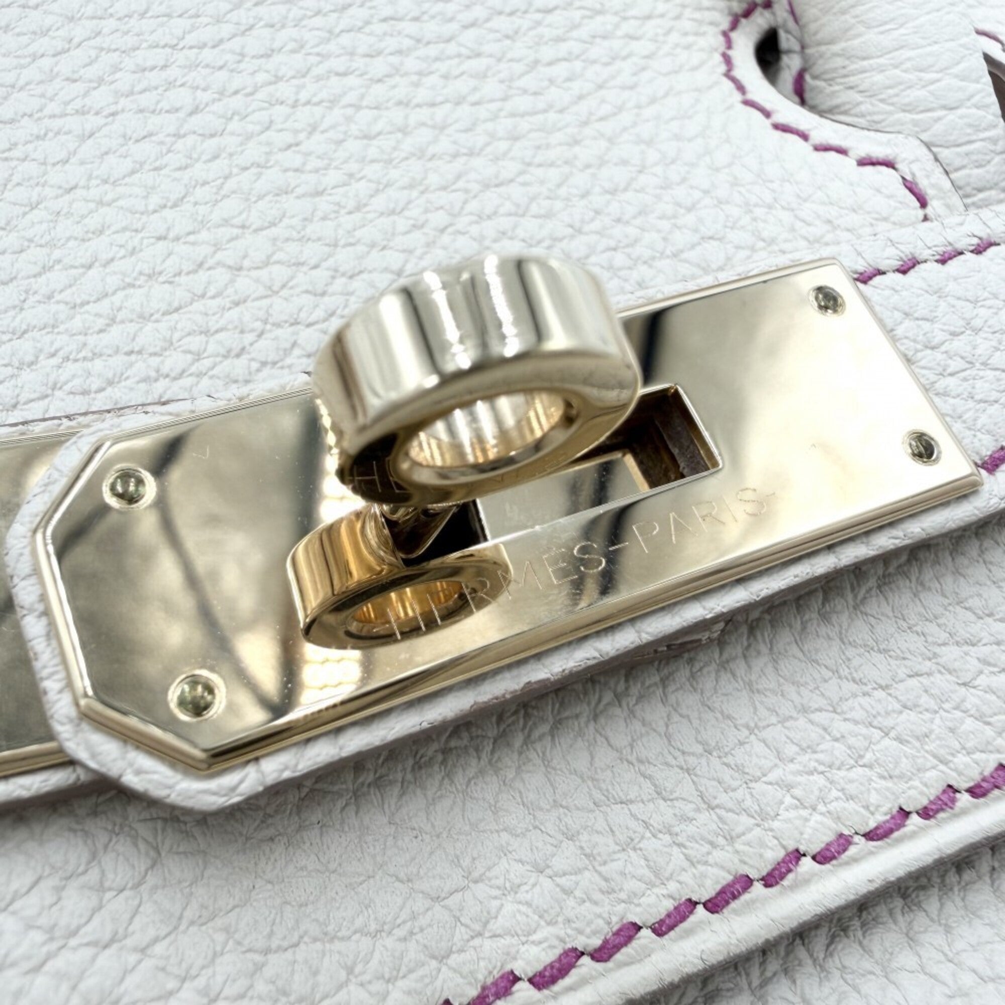 Hermes Pink White Leather Handbag (Pre-Owned)