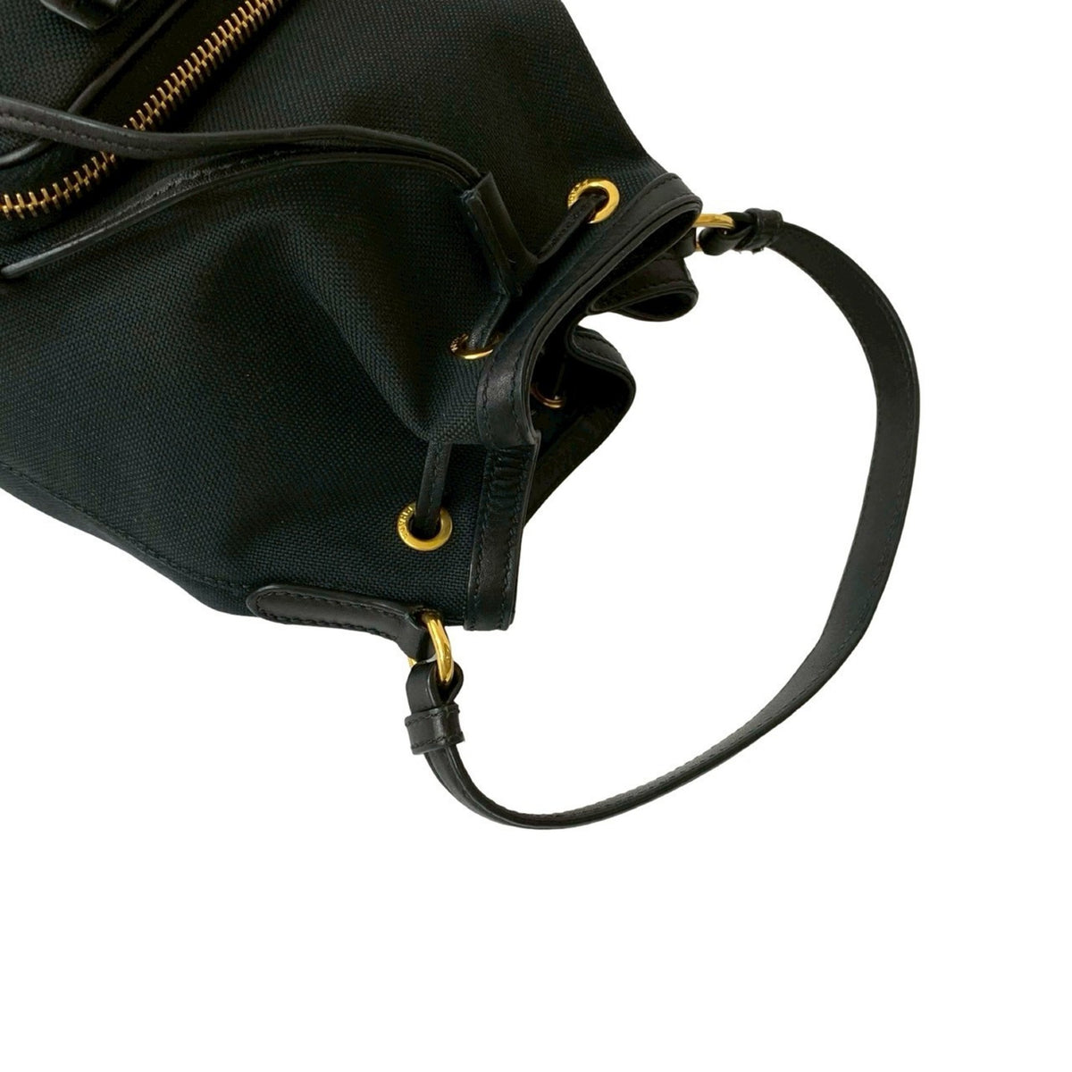 Prada Black Canvas Leather Handbag Shoulder Bag (Pre-Owned)