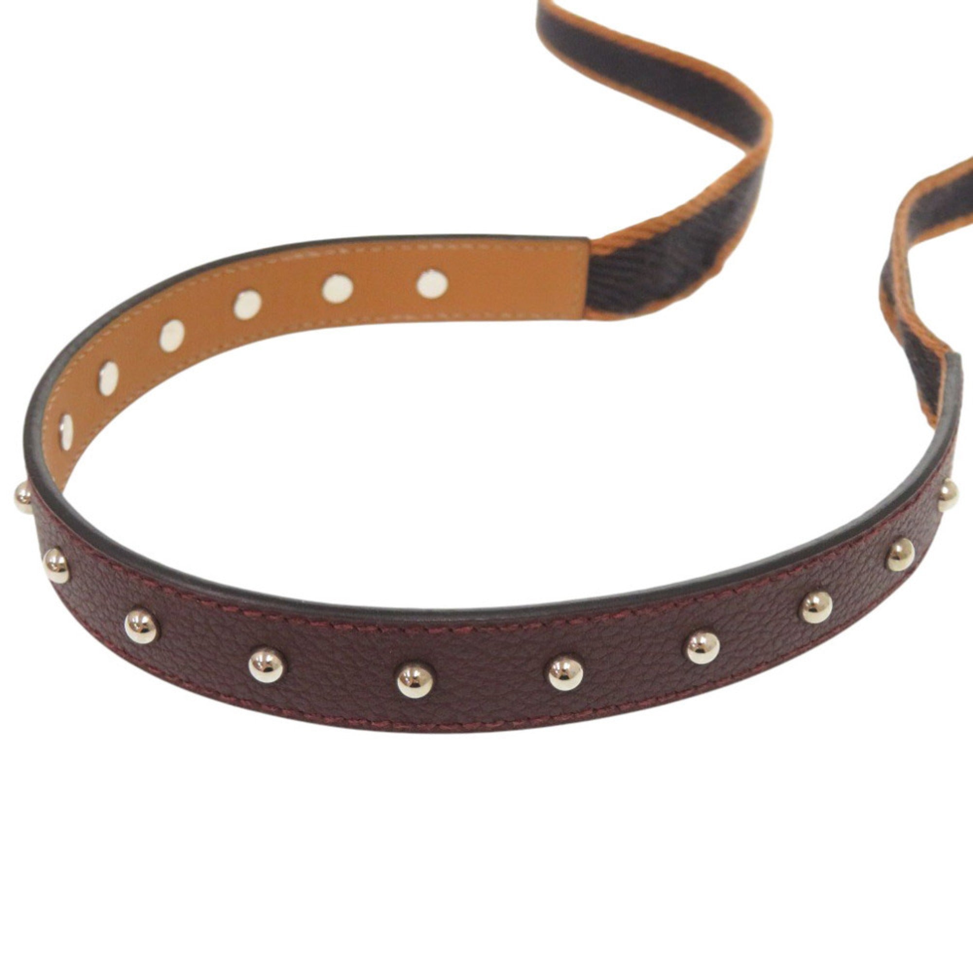Hermes Brown Canvas Leather Necklace (Pre-Owned)