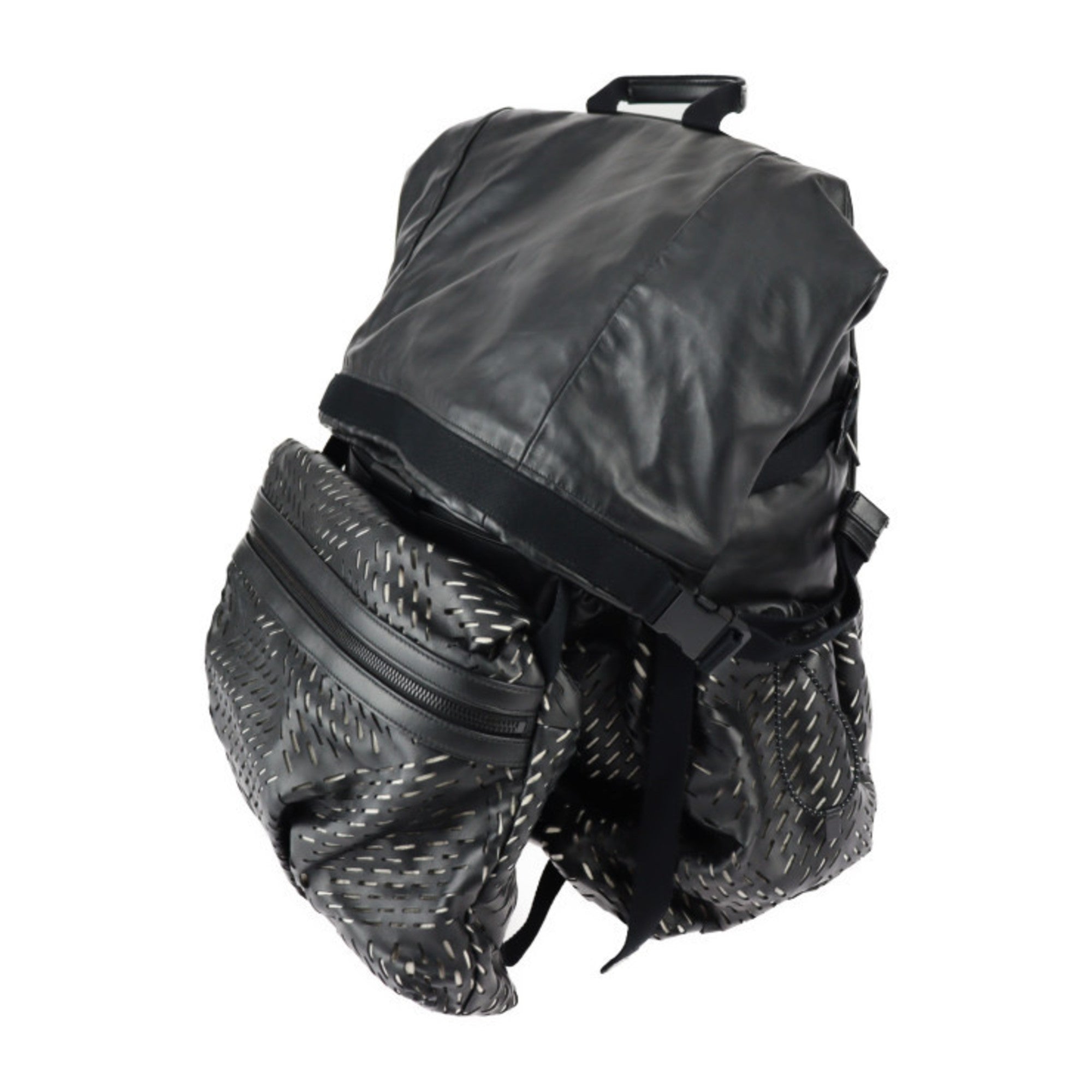 Bottega Veneta Black Leather Backpack Handbag (Pre-Owned)