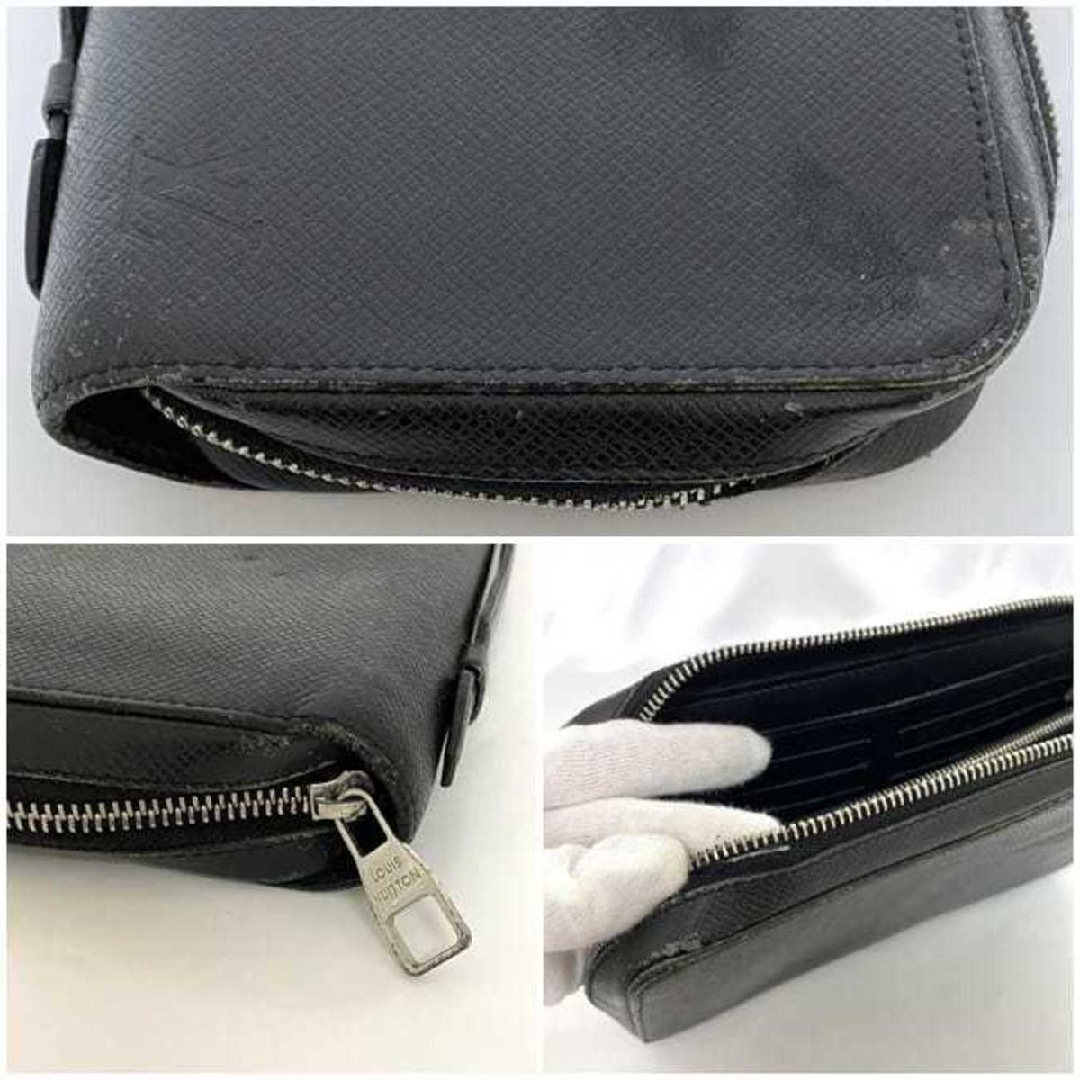Louis Vuitton Ardoise Black Taiga Leather Long Wallet (Bi-Fold) (Pre-Owned)