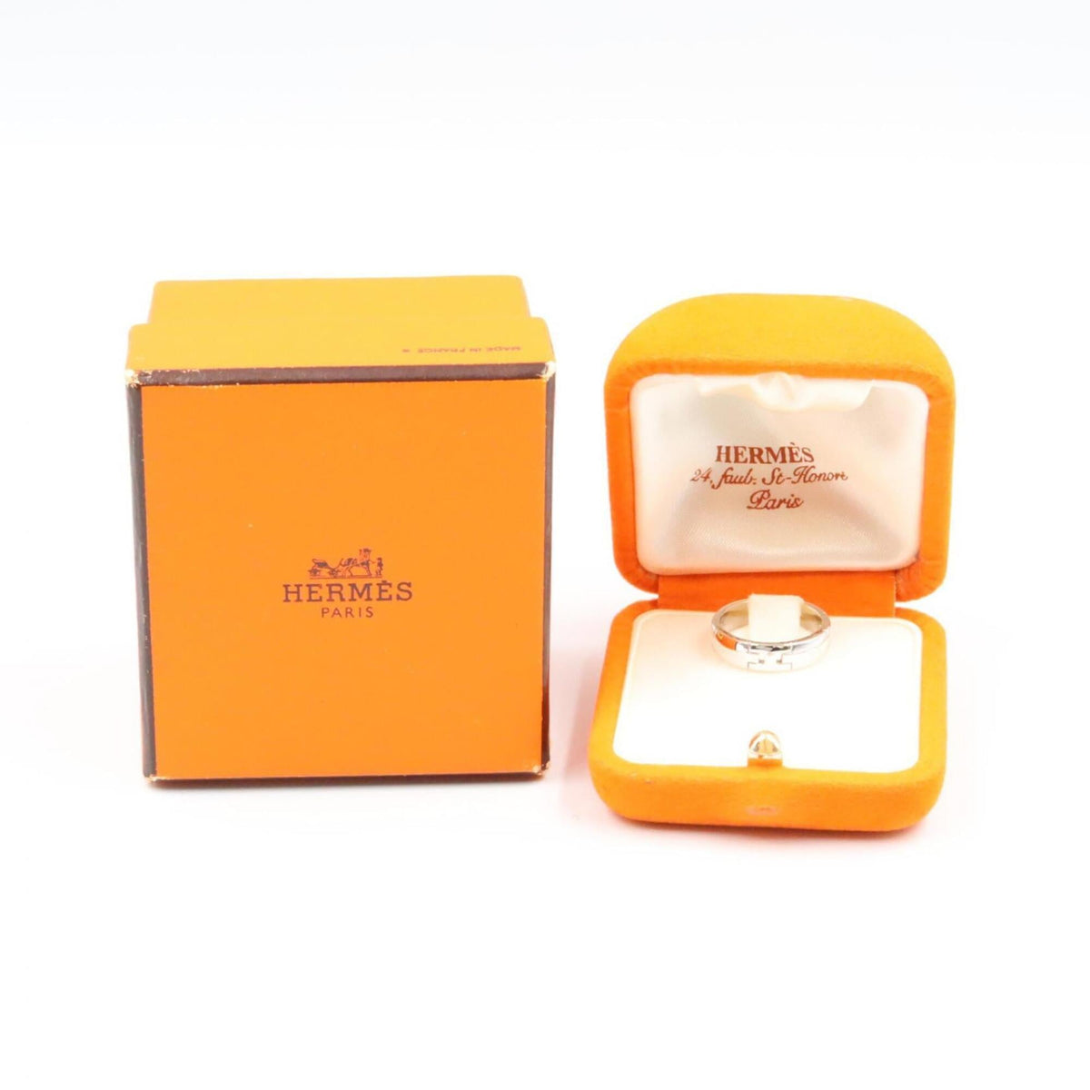 Hermes Silver White Gold (18K) Band Ring (Pre-Owned)