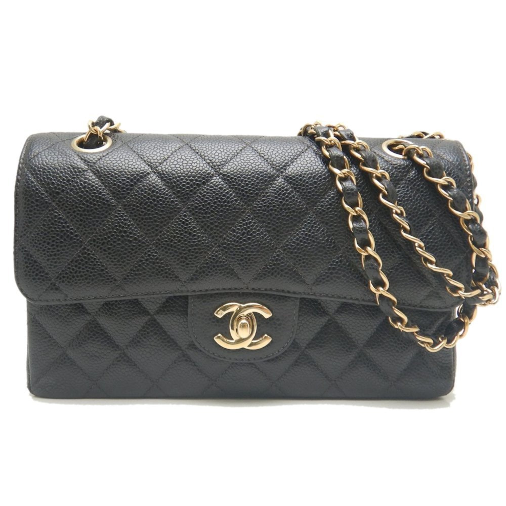 Chanel Black Caviar Leather Shoulder Bag (Pre-Owned)