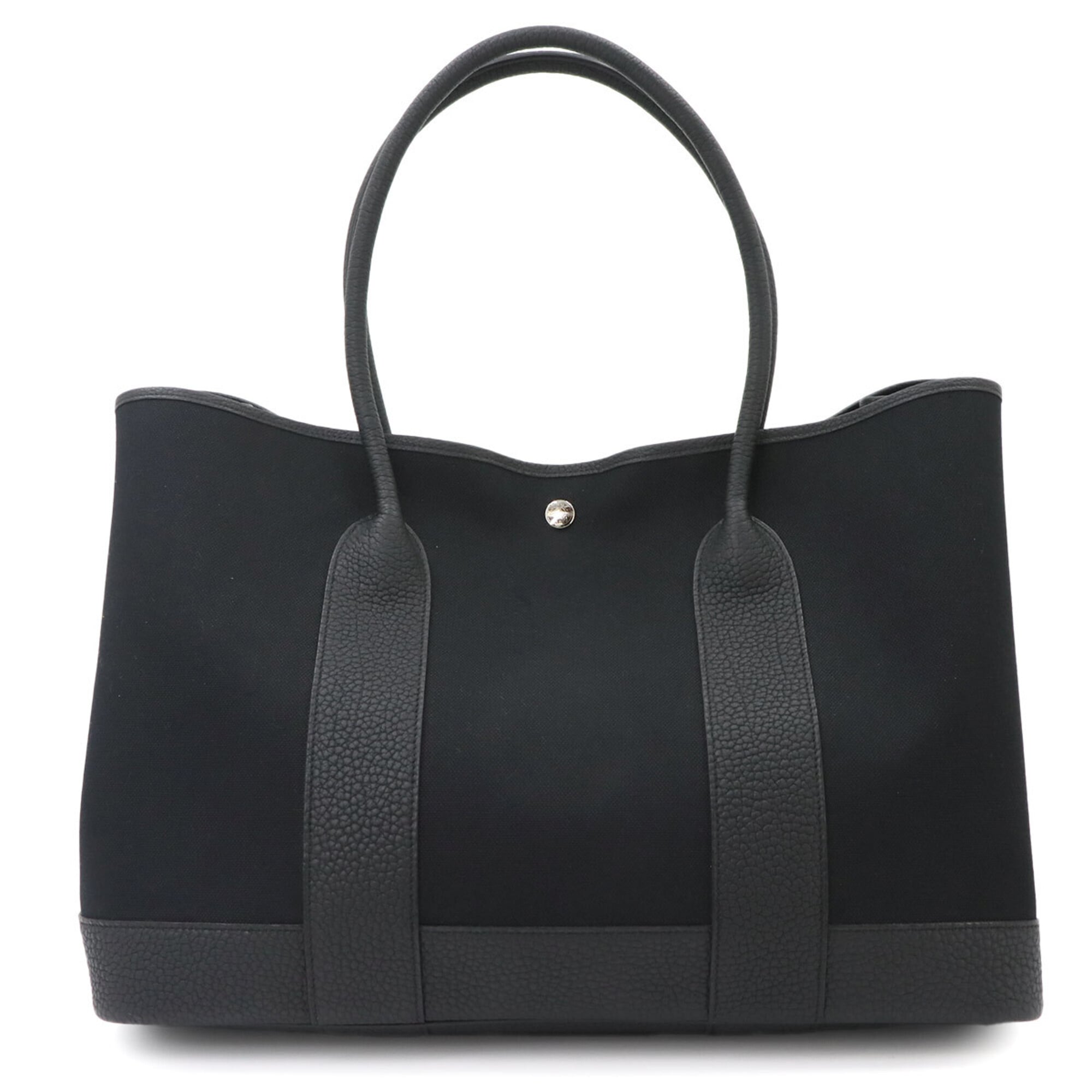 Hermes Black Negonda Leather Canvas Tote Bag (Pre-Owned)