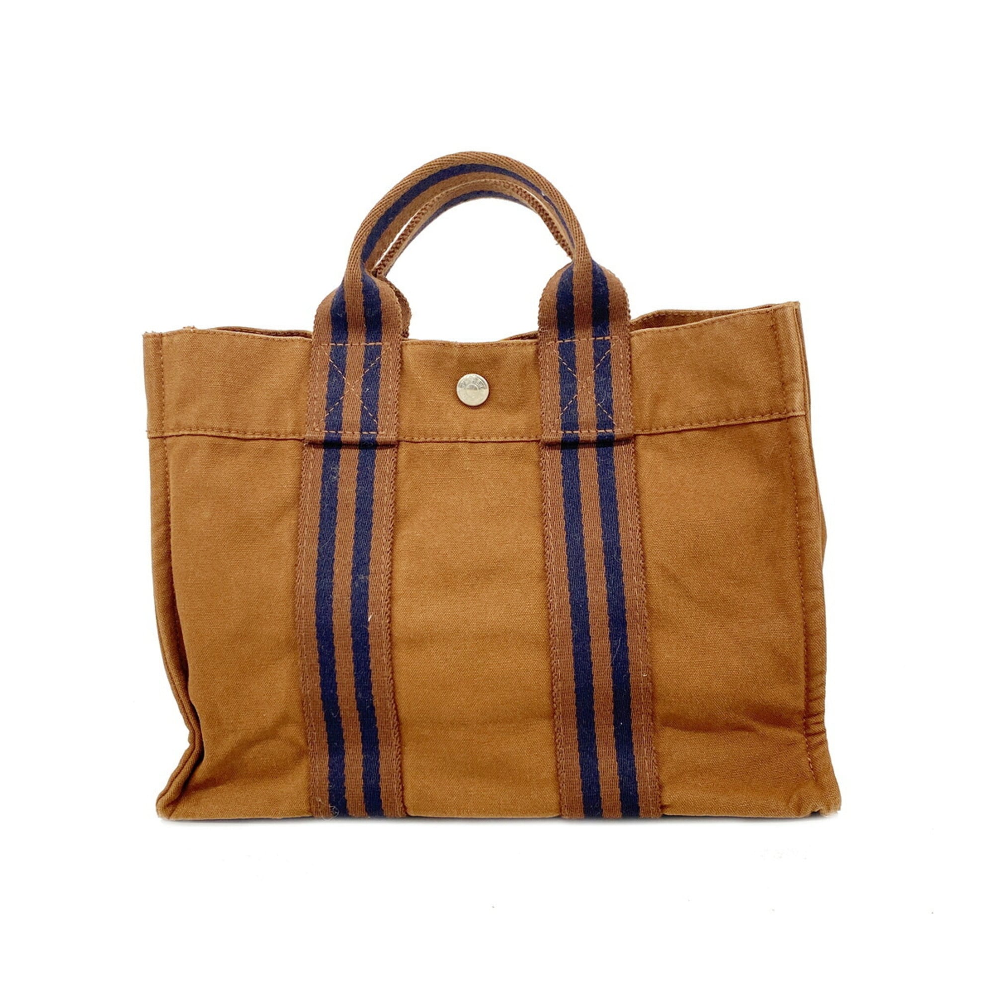 Hermes Brown Canvas Tote Bag (Pre-Owned)