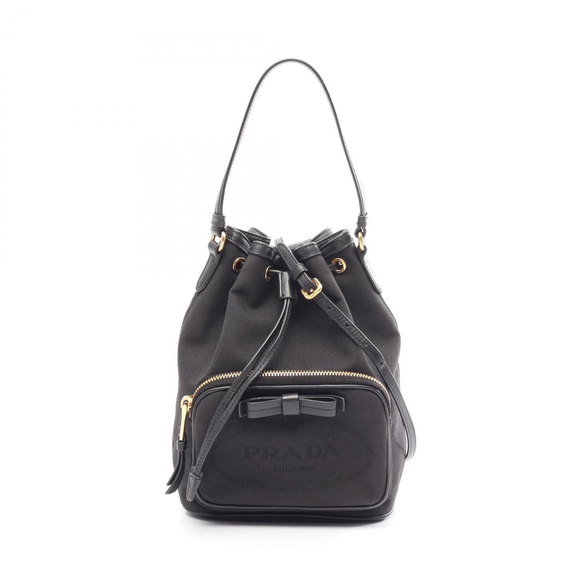 Prada Black Canvas Leather Handbag (Pre-Owned)
