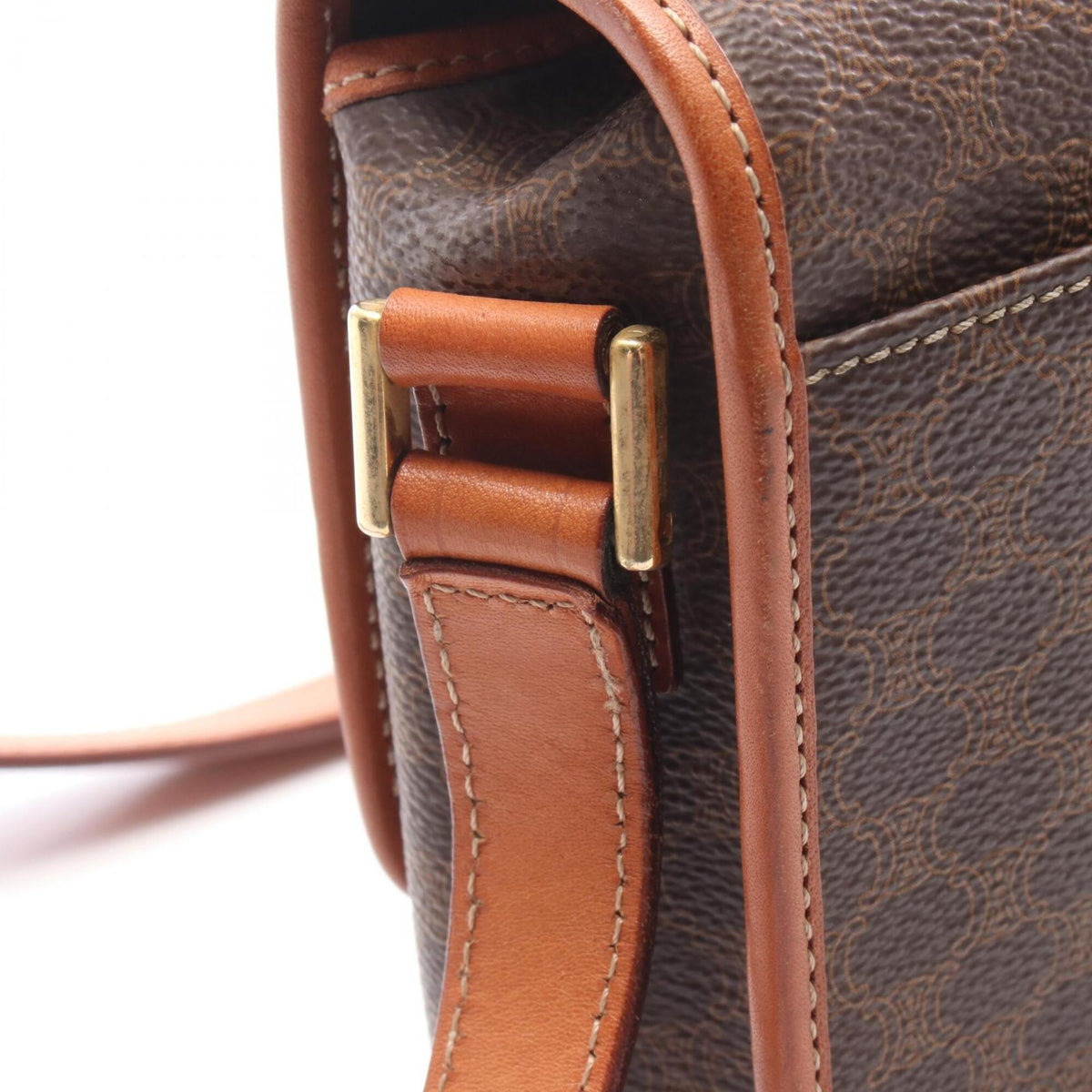 Celine Brown Coated Canvas Leather Handbag Shoulder Bag (Pre-Owned)