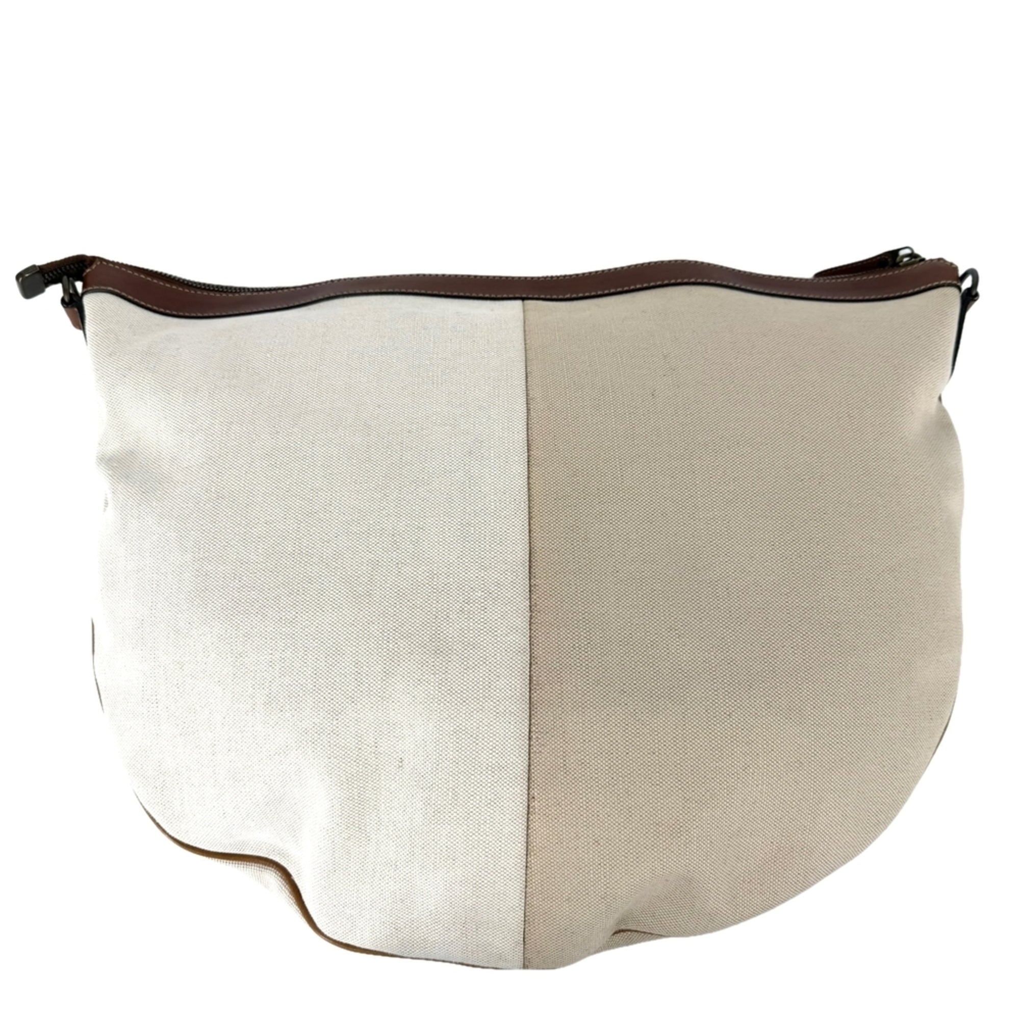 Gucci Beige Beige Brown Brown White Canvas Leather Shoulder Bag (Pre-Owned)