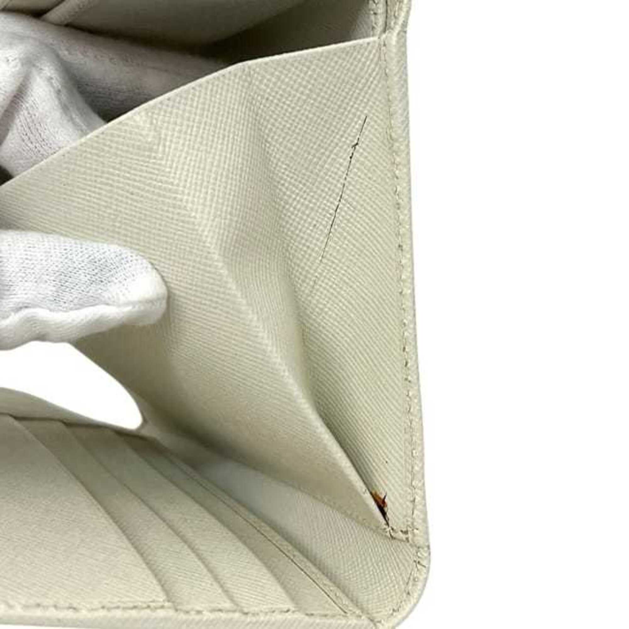 Prada Saffiano Talco White Leather Wallet (Tri-Fold) (Pre-Owned)