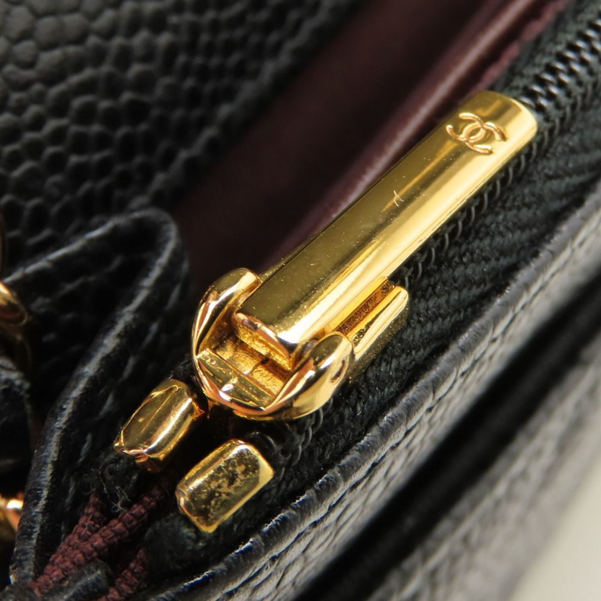 Chanel Black Grained Calfskin Chain/Shoulder Wallet (Pre-Owned)
