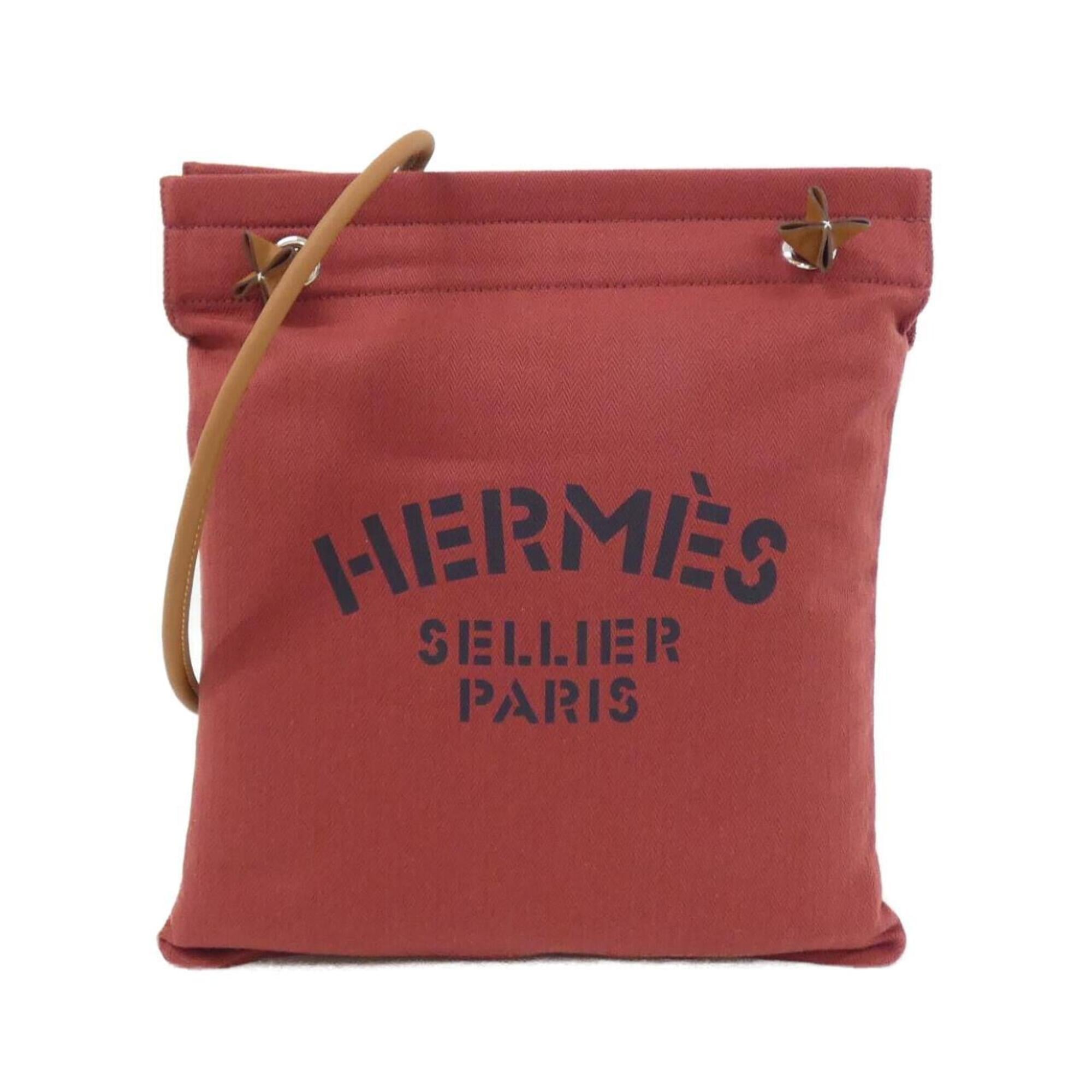 Hermes Gold Rouge H Toile Chevron Swift Leather Shoulder Bag (Pre-Owned)