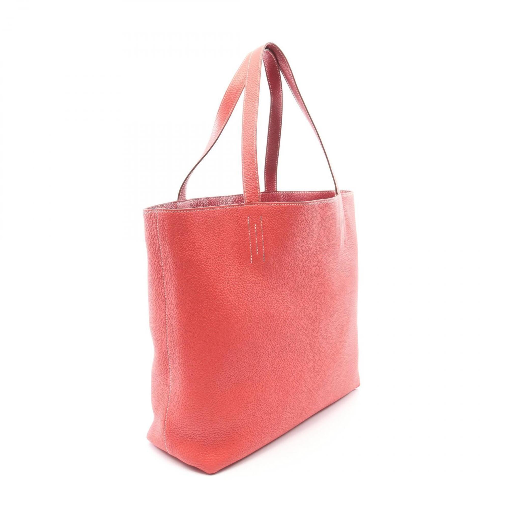 Hermes Bordeaux Pink Ruby Taurillon Clemence Leather Handbag Tote Bag (Pre-Owned)