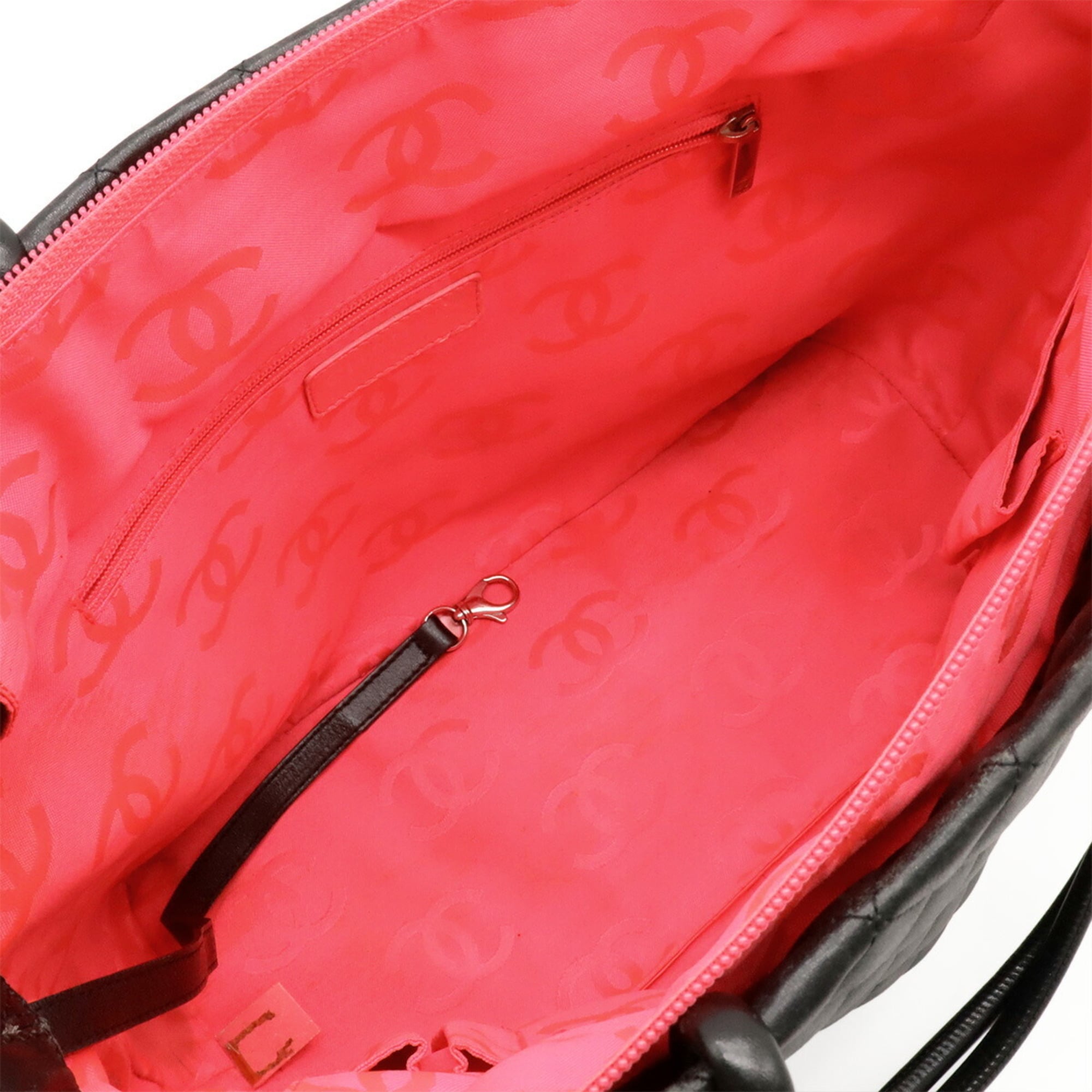 Chanel Black Pink Leather Shoulder Bag Tote Bag (Pre-Owned)