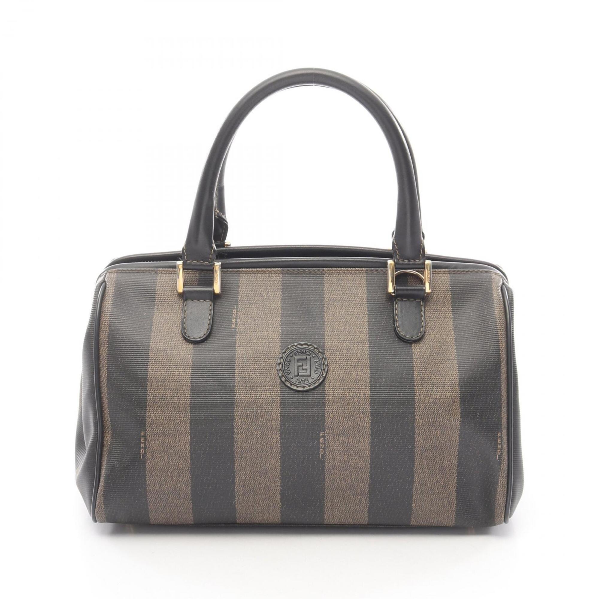 Fendi Black Brown Coated Canvas Pvc Leather Handbag Tote Bag (Pre-Owned)