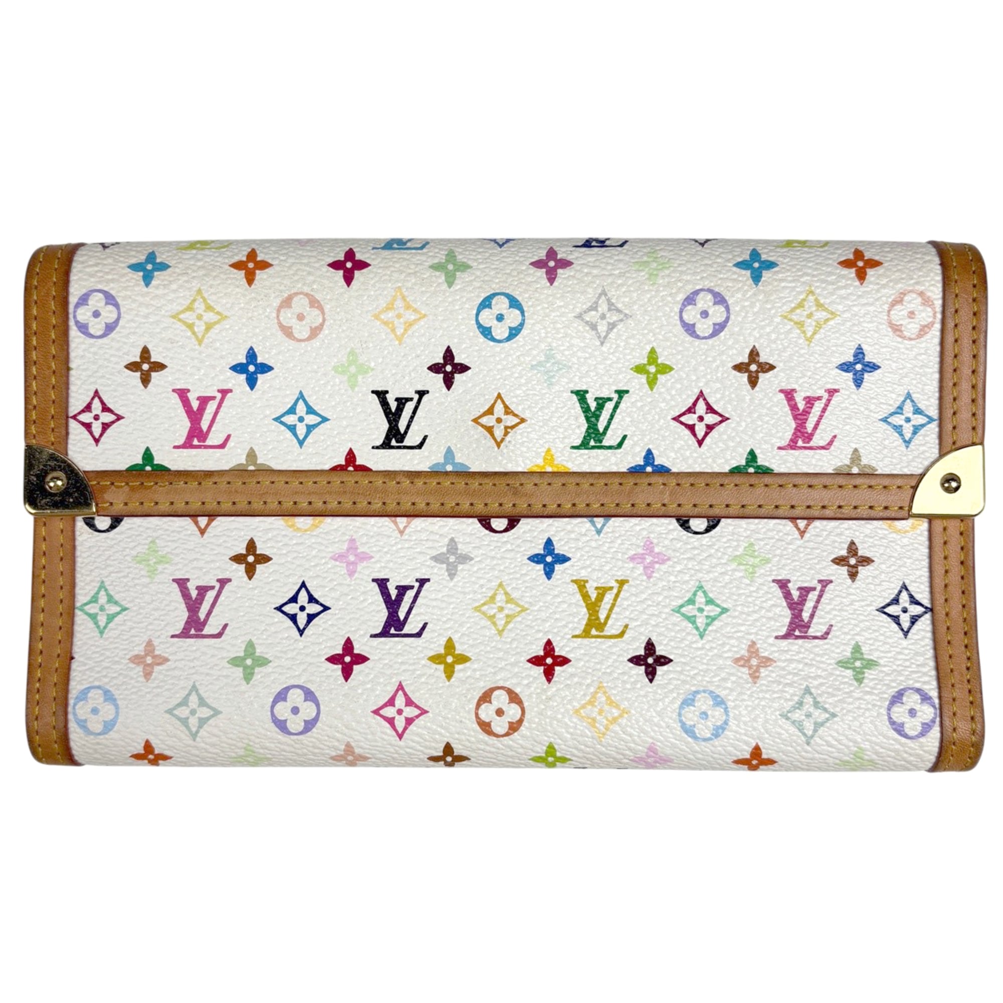 Louis Vuitton Blanc Multi-Color White Monogram Multicolore Long Wallet (Tri-Fold) (Pre-Owned)