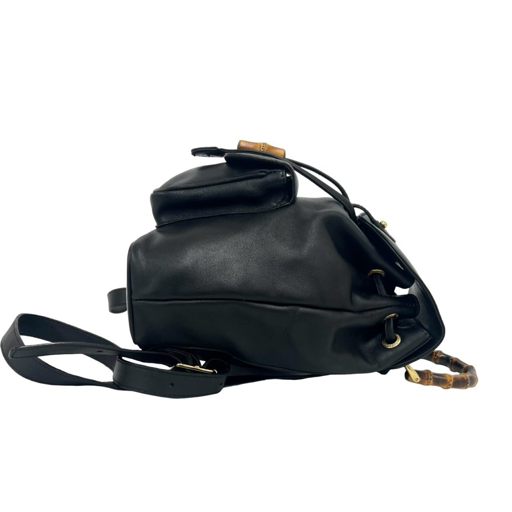 Gucci Black Leather Bamboo Backpack (Pre-Owned)