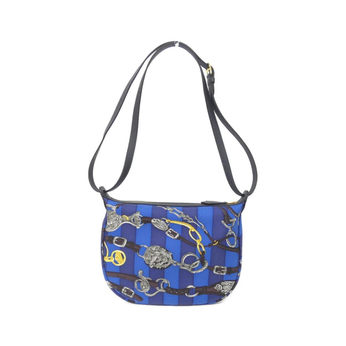 Hermes Blue Ebene Silk Swift Leather Handbag Pouch (Pre-Owned)