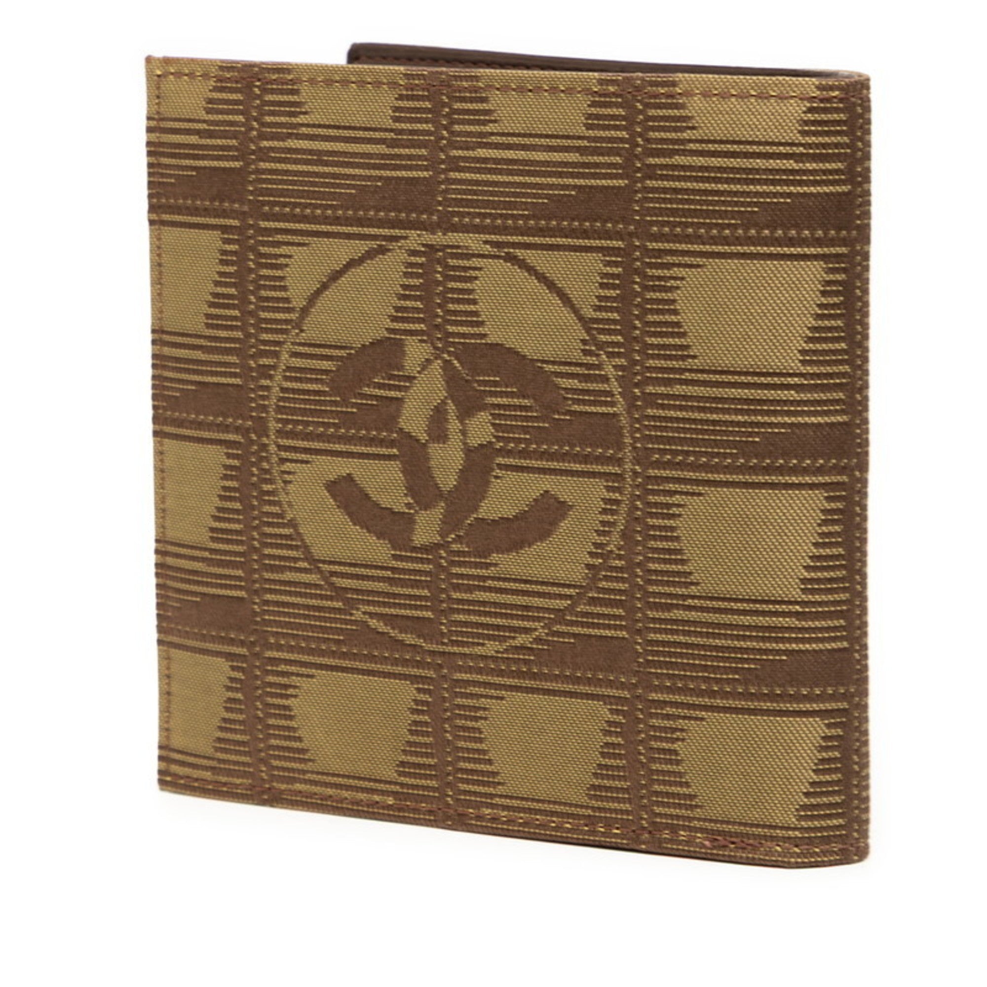 Chanel Khaki Nylon Leather Wallet (Bi-Fold) (Pre-Owned)