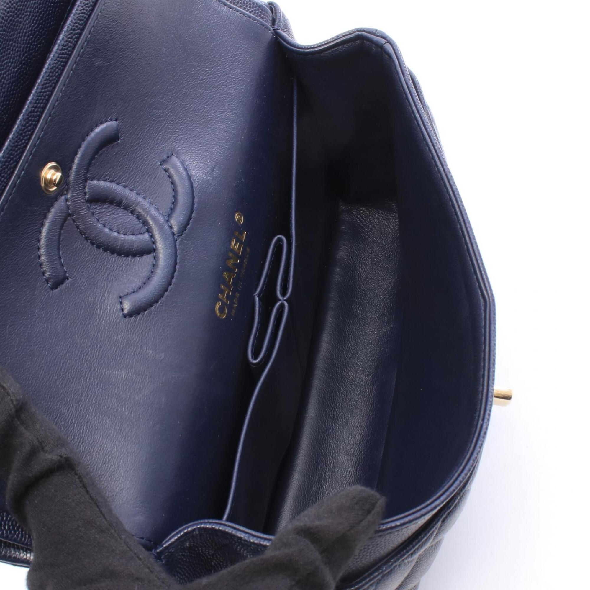 Chanel Navy Grained Calfskin Handbag Shoulder Bag (Pre-Owned)