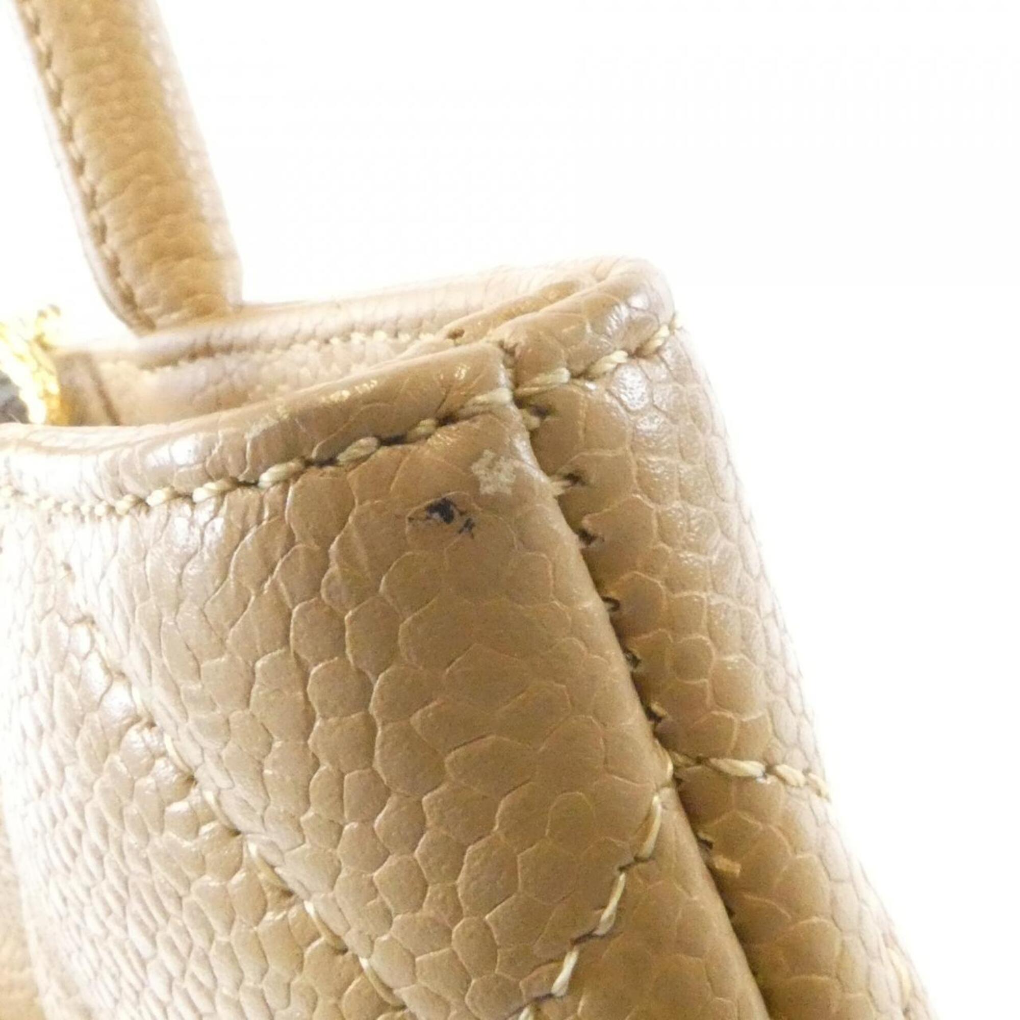 Chanel Beige Grained Calfskin Handbag (Pre-Owned)