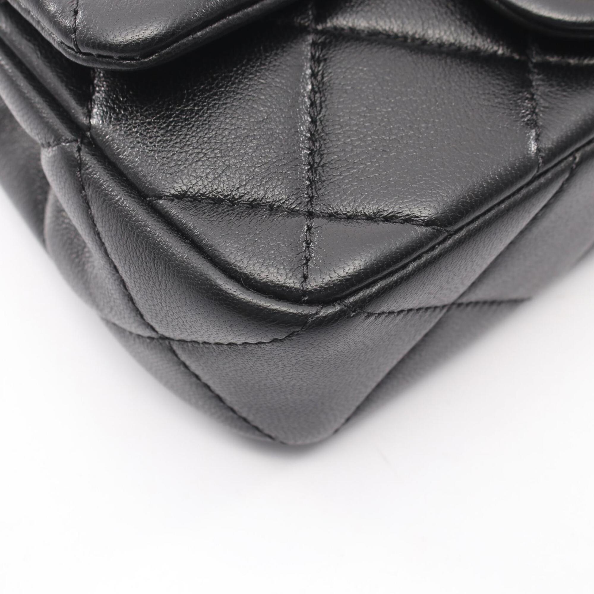 Chanel Black Leather Handbag Shoulder Bag (Pre-Owned)
