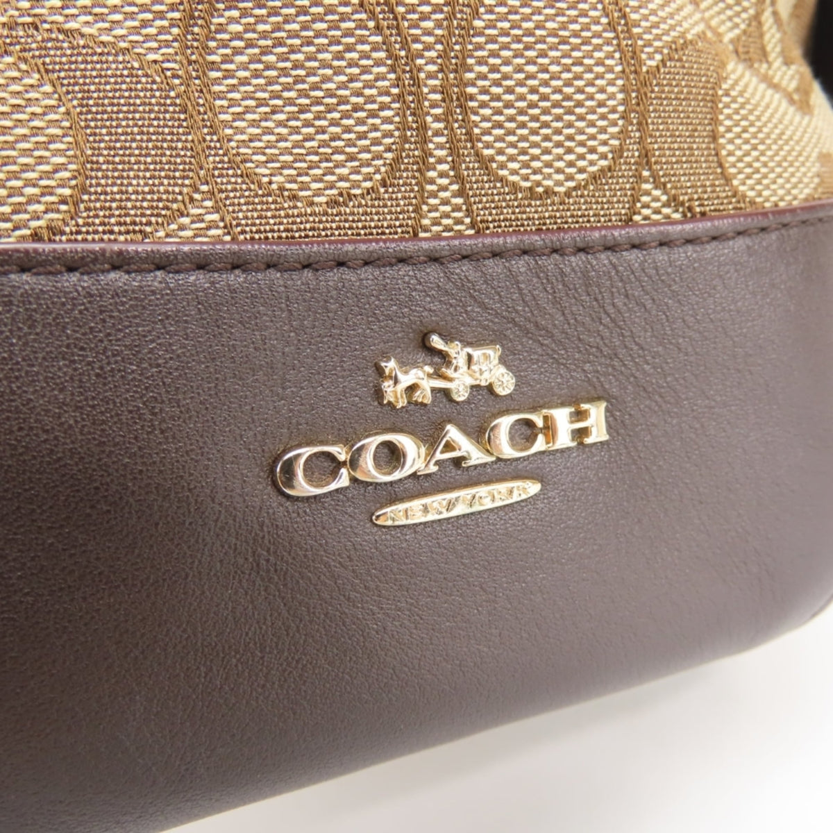 Coach Beige Brown Signature Line Tote Bag (Pre-Owned)