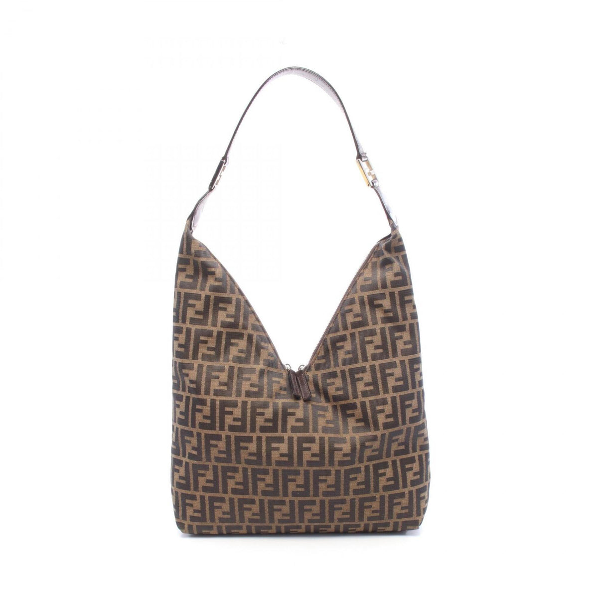 Fendi Brown Canvas Leather Handbag Shoulder Bag (Pre-Owned)