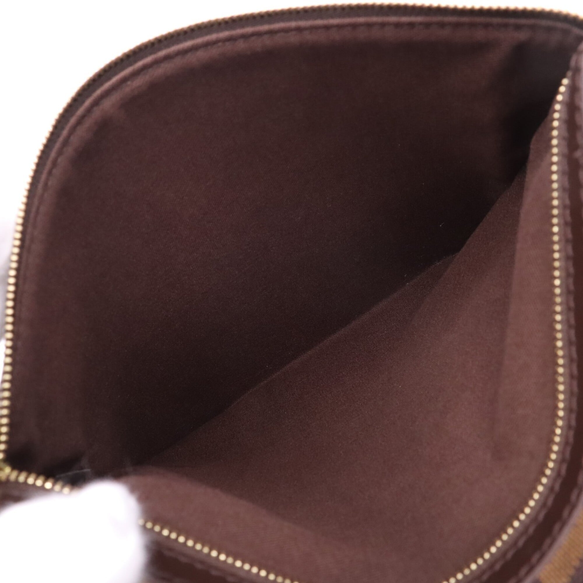 Louis Vuitton Beige Brown Coated Canvas Leather Pochette Shoulder Bag (Pre-Owned)