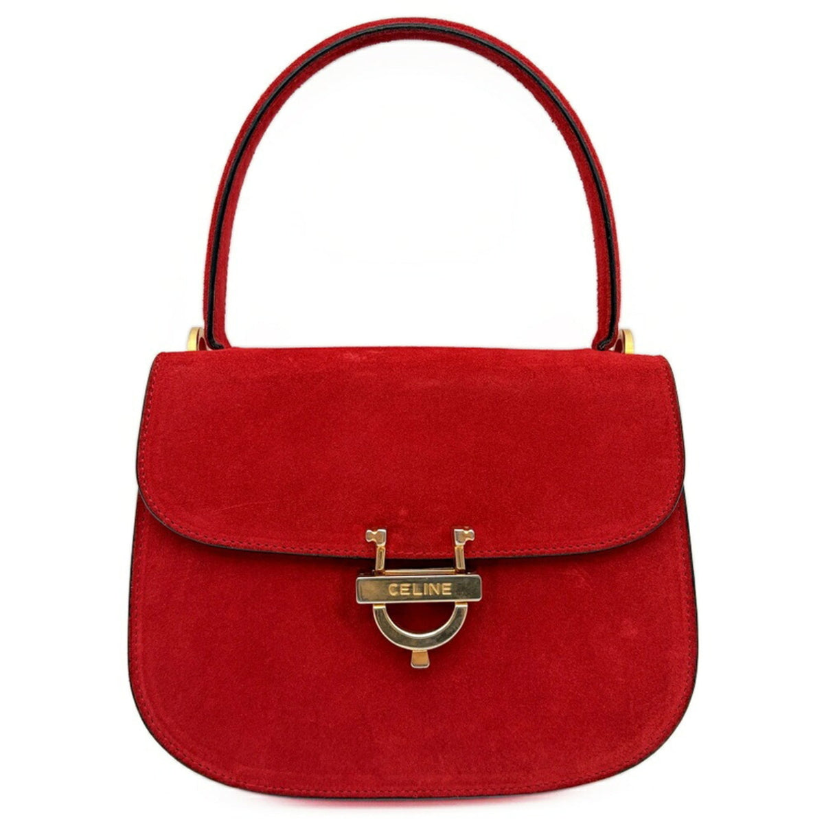 Celine Red Color Suede Leather Handbag (Pre-Owned)