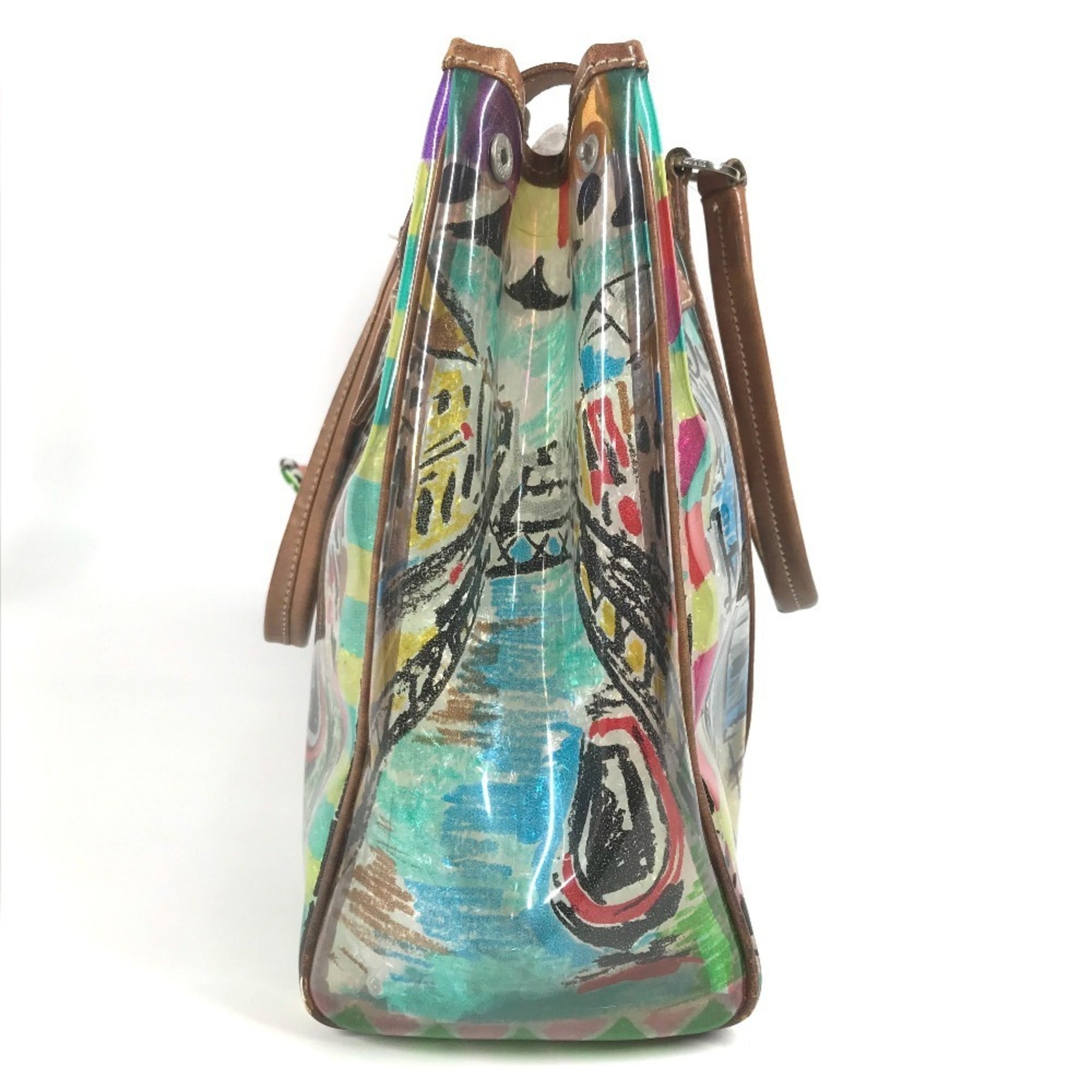 Prada Multi-Color Vinyl Shoulder Bag Tote Bag (Pre-Owned)