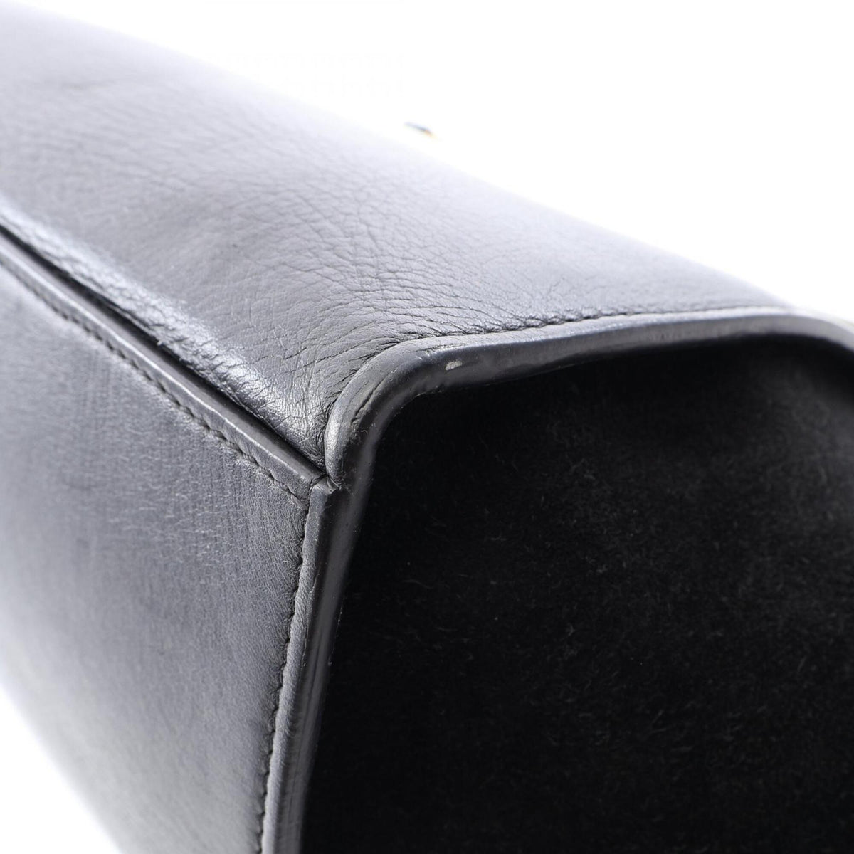 Celine Black White Leather Suede Handbag (Pre-Owned)