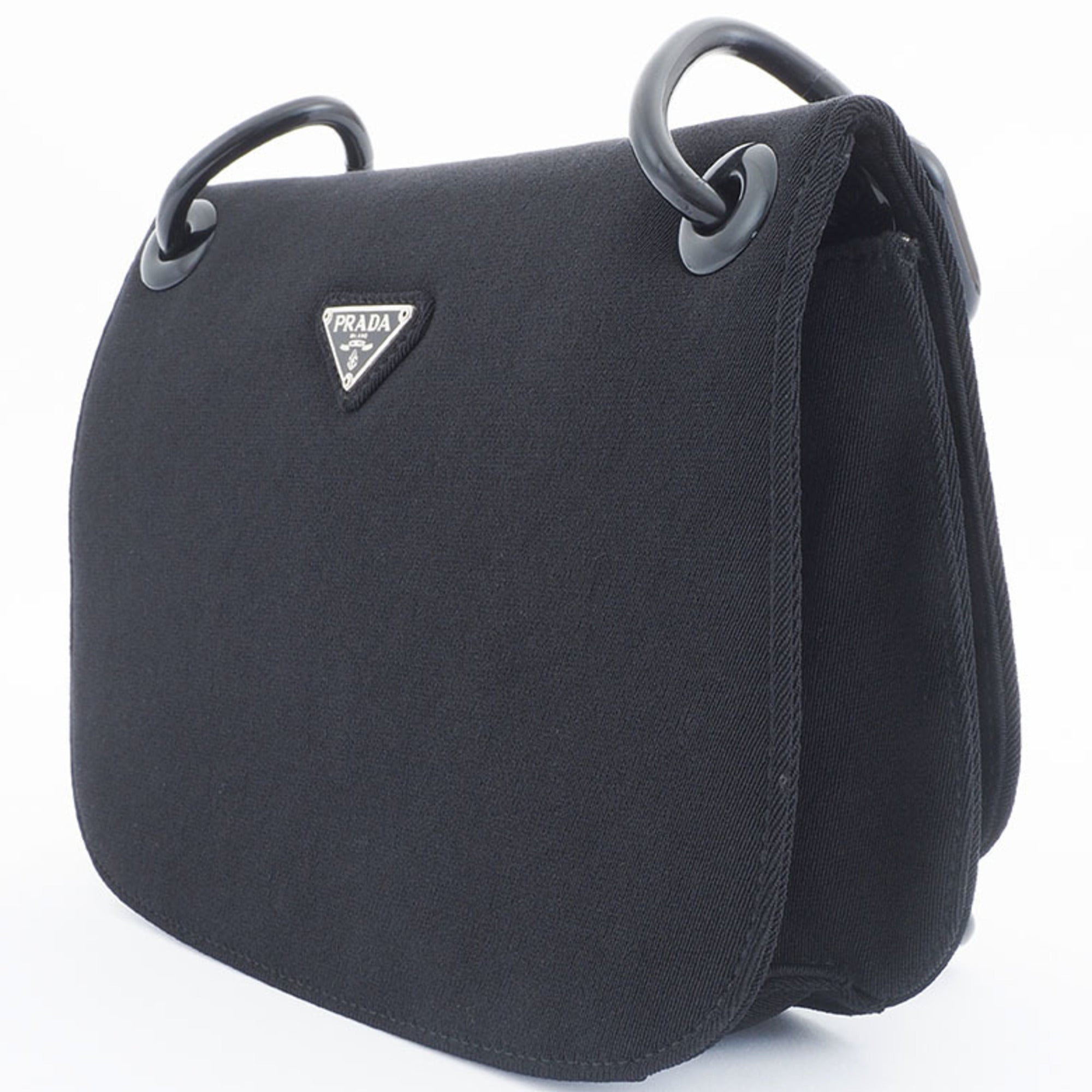 Prada Black Canvas Shoulder Bag (Pre-Owned)