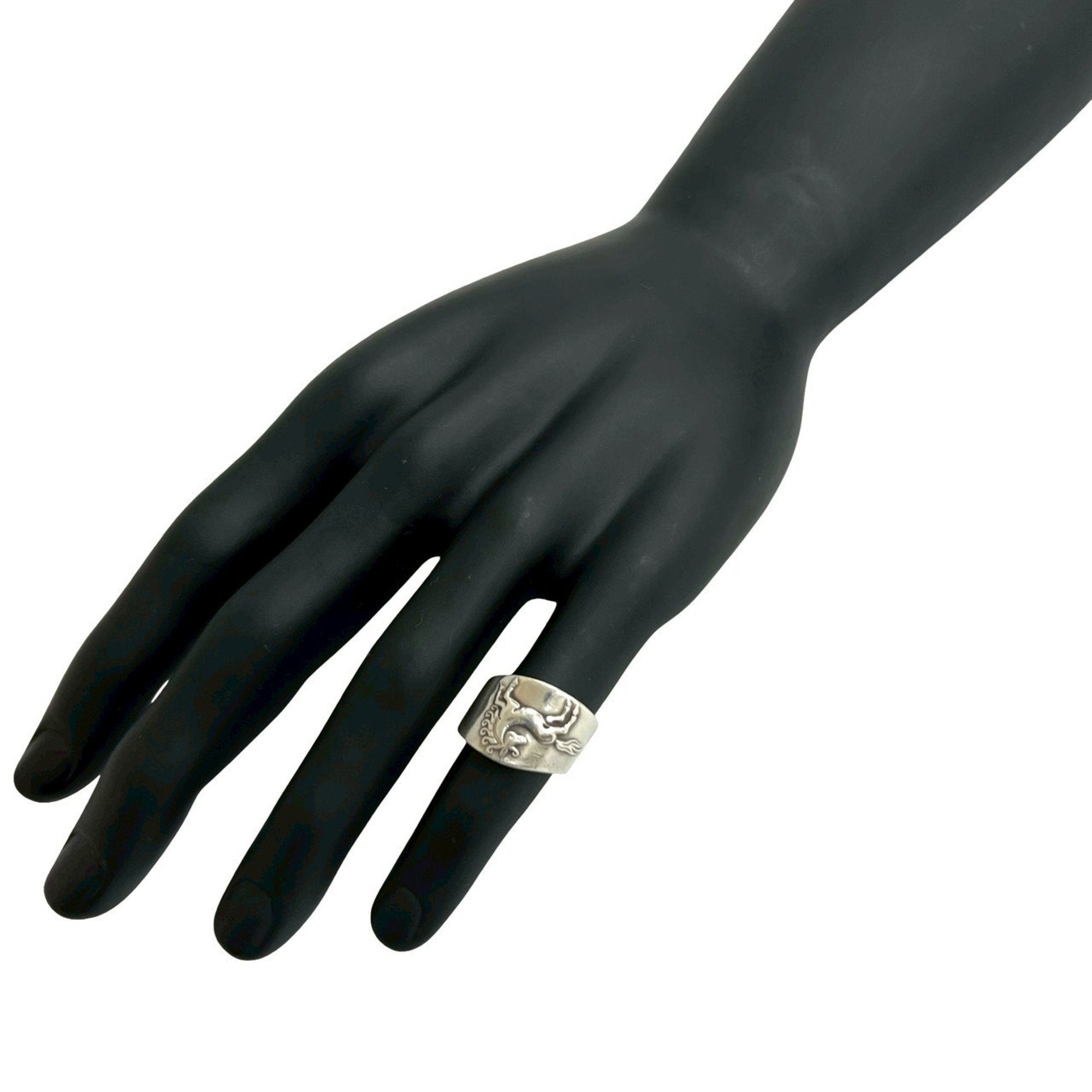 Hermes Silver Silver 925 Band Ring (Pre-Owned)