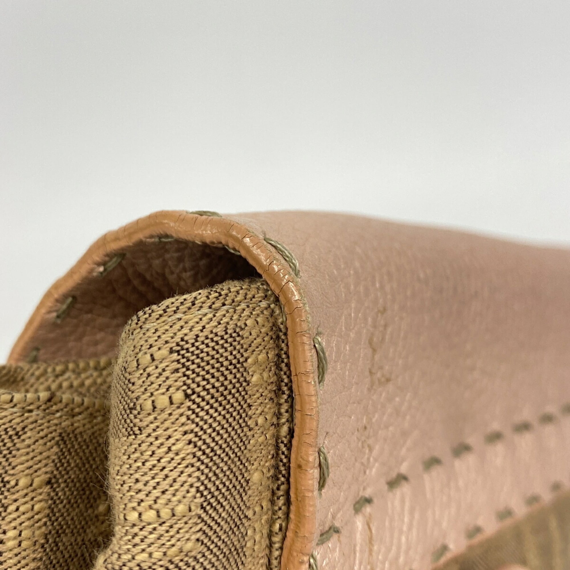 Fendi Brown Pink Canvas Handbag (Pre-Owned)