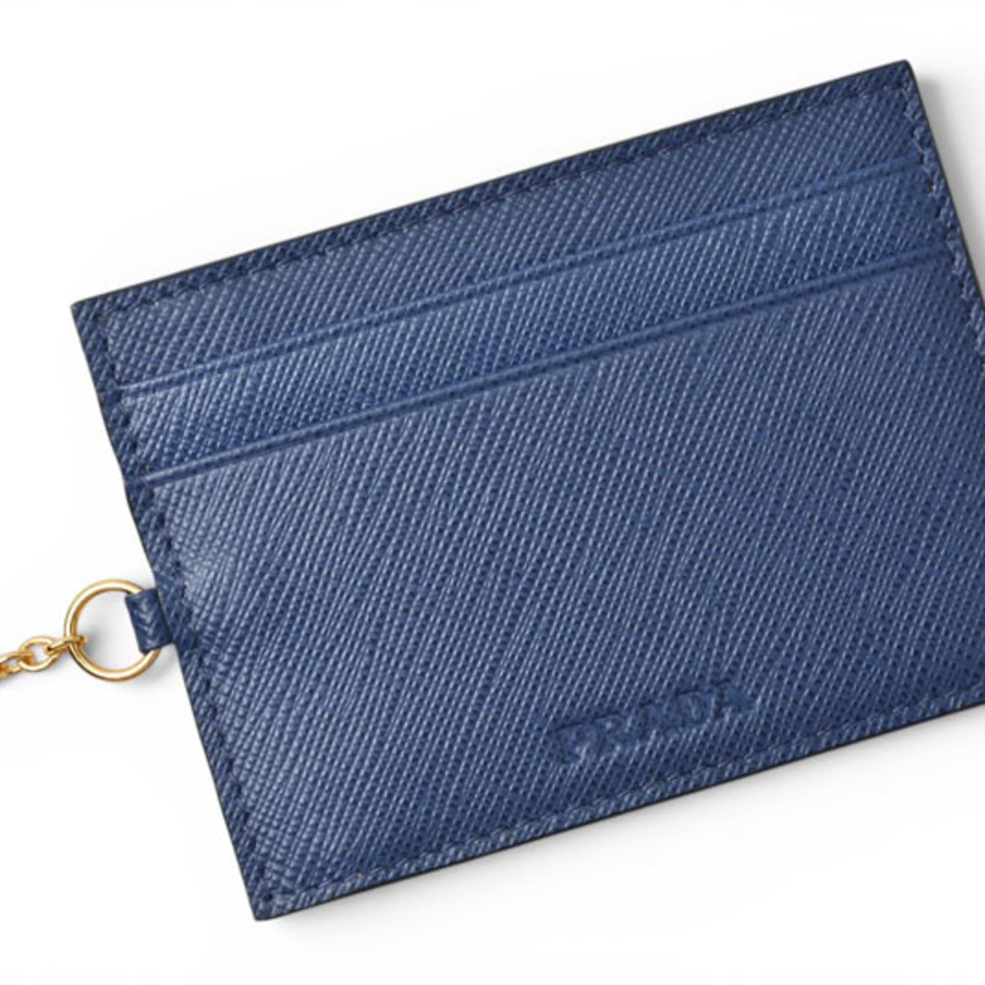 Prada Saffiano Blue Bluette Leather Long Wallet (Bi-Fold) (Pre-Owned)