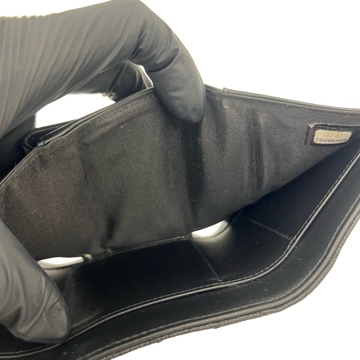Chanel Black Grained Calfskin Wallet (Tri-Fold) (Pre-Owned)